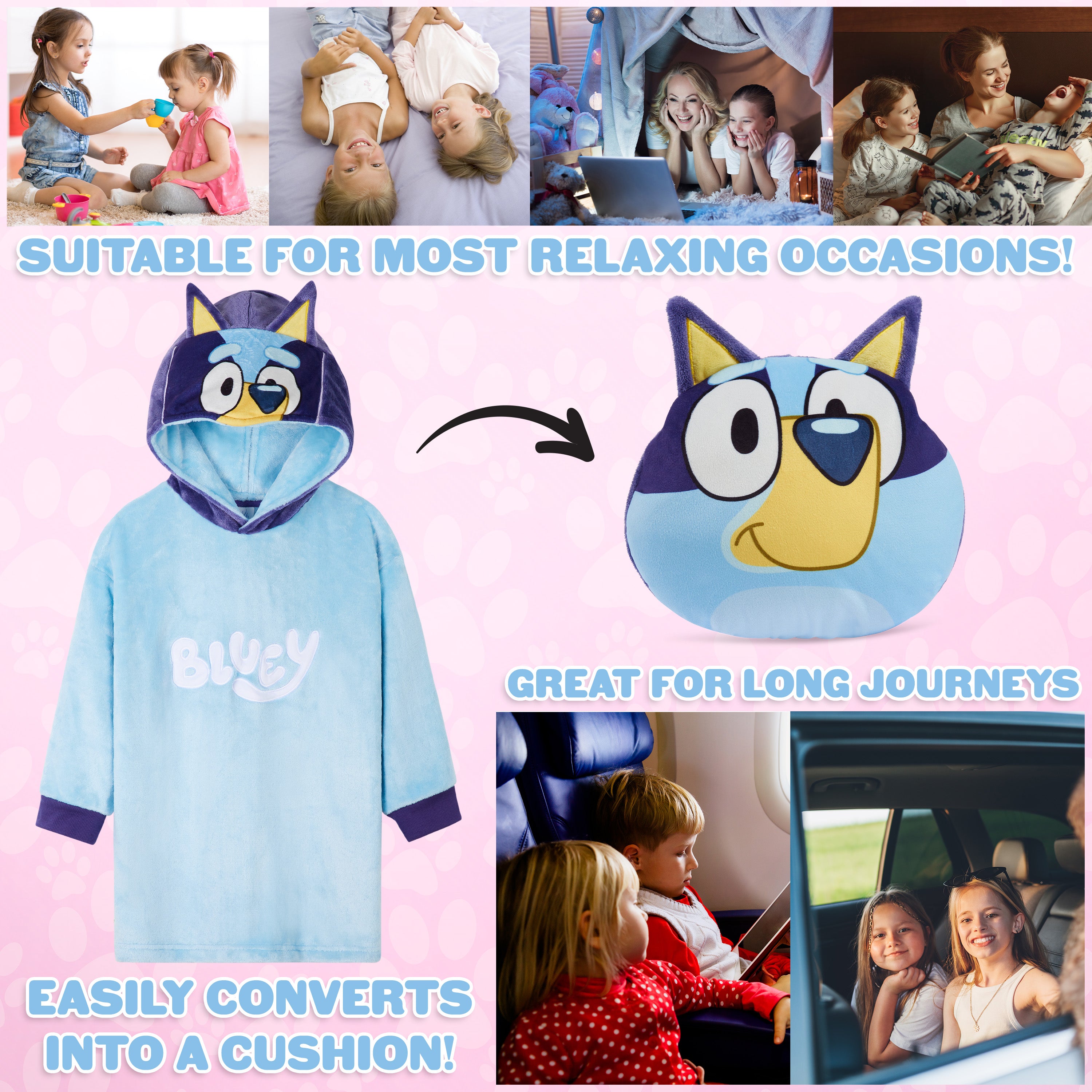 bluey-poncho-polaire-fille-hoodie-plaid-2-4-ans-douillet image 3
