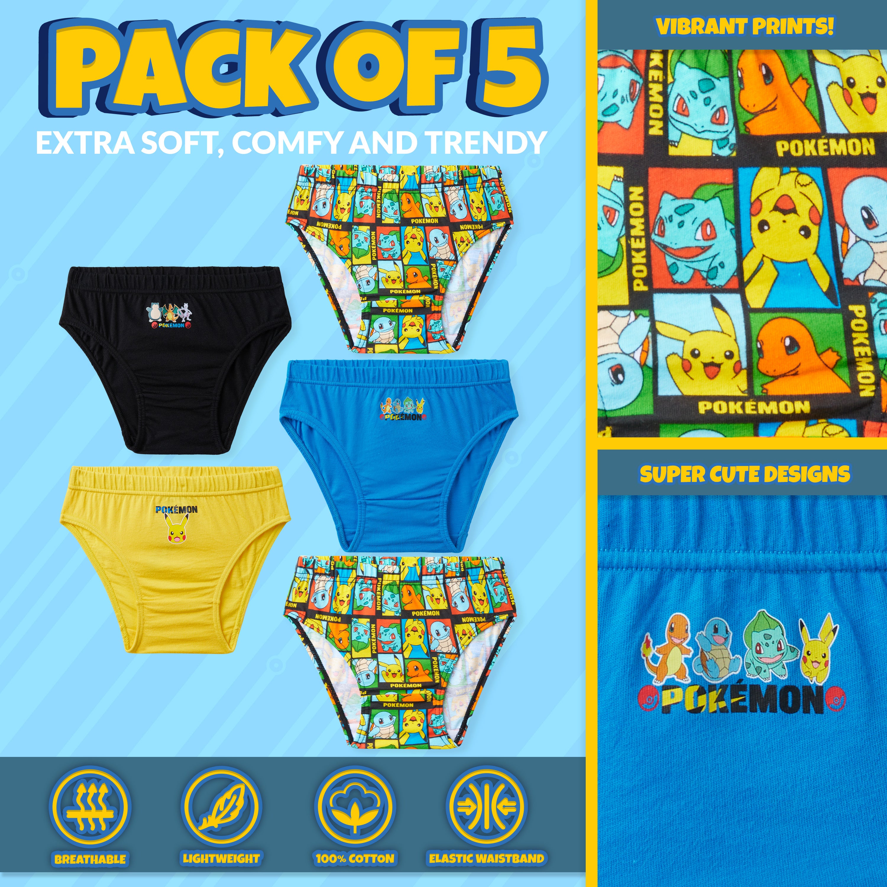 pok-mon-slips-gar-on-coton-lot-de-5-taille-6-7-ans image 4