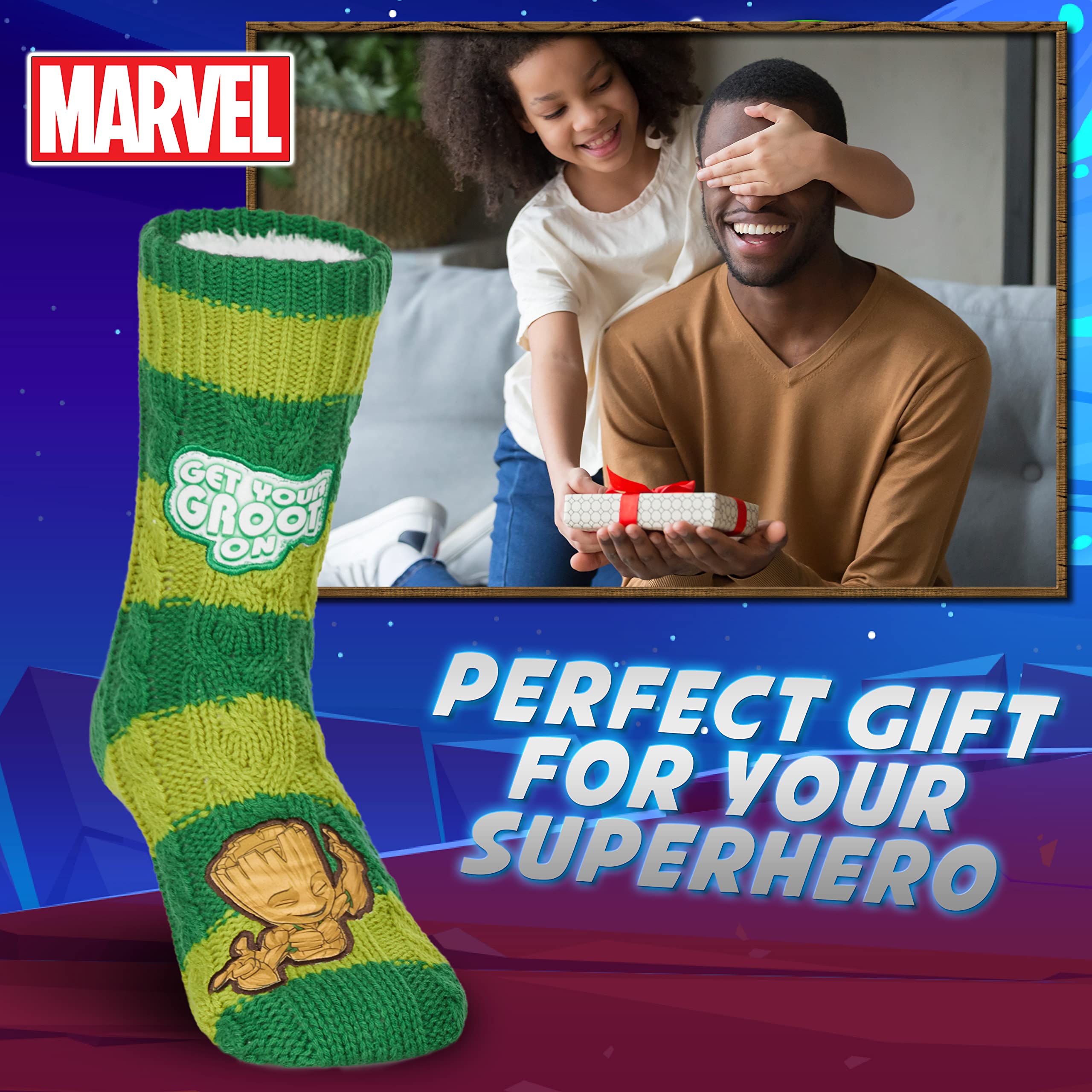 marvel-chaussettes-homme-vert-38-44-sherpa-antid-rapant image 3