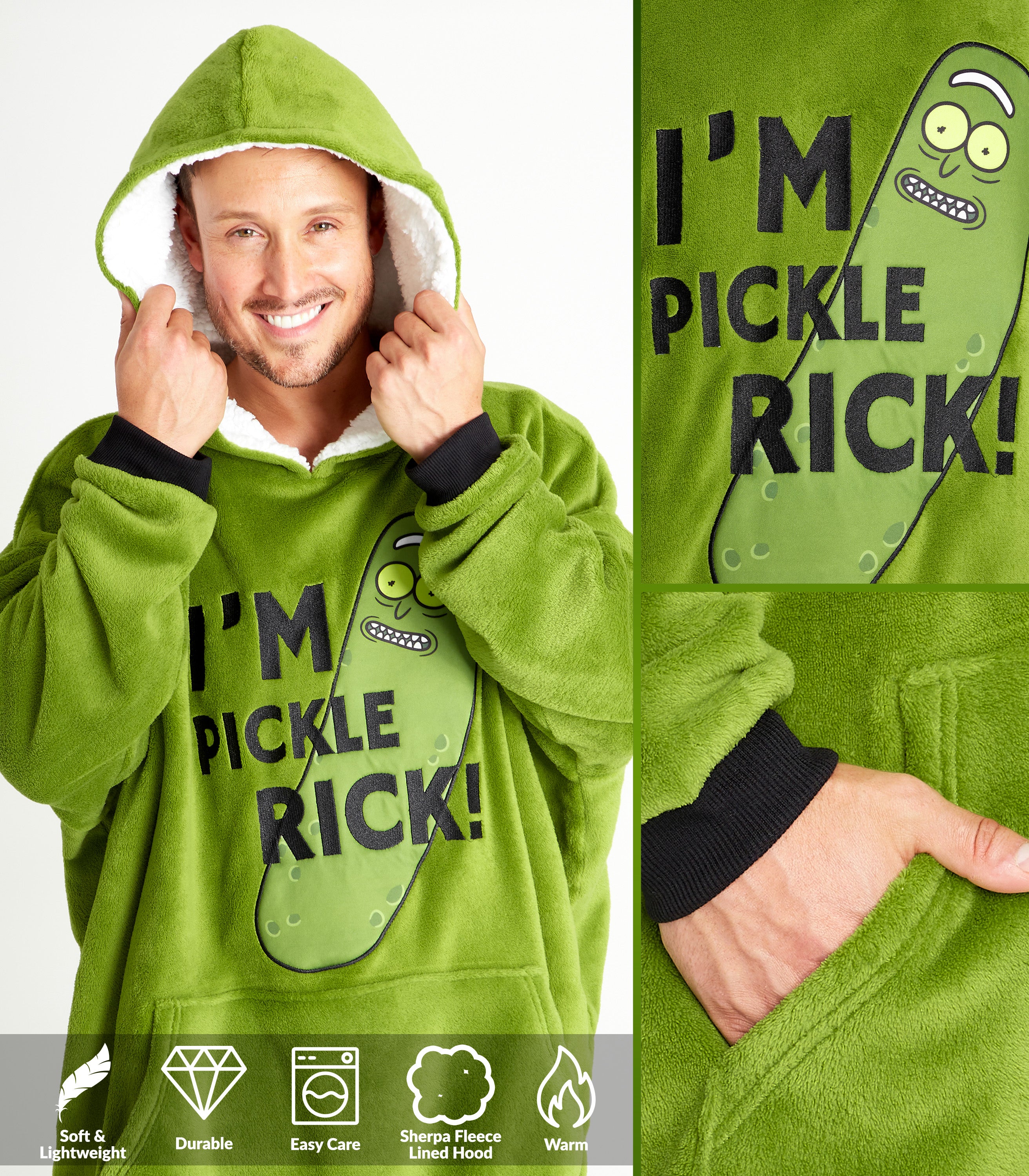 rick-and-morty-plaid-sweat-capuche-oversize-vert-homme image 3