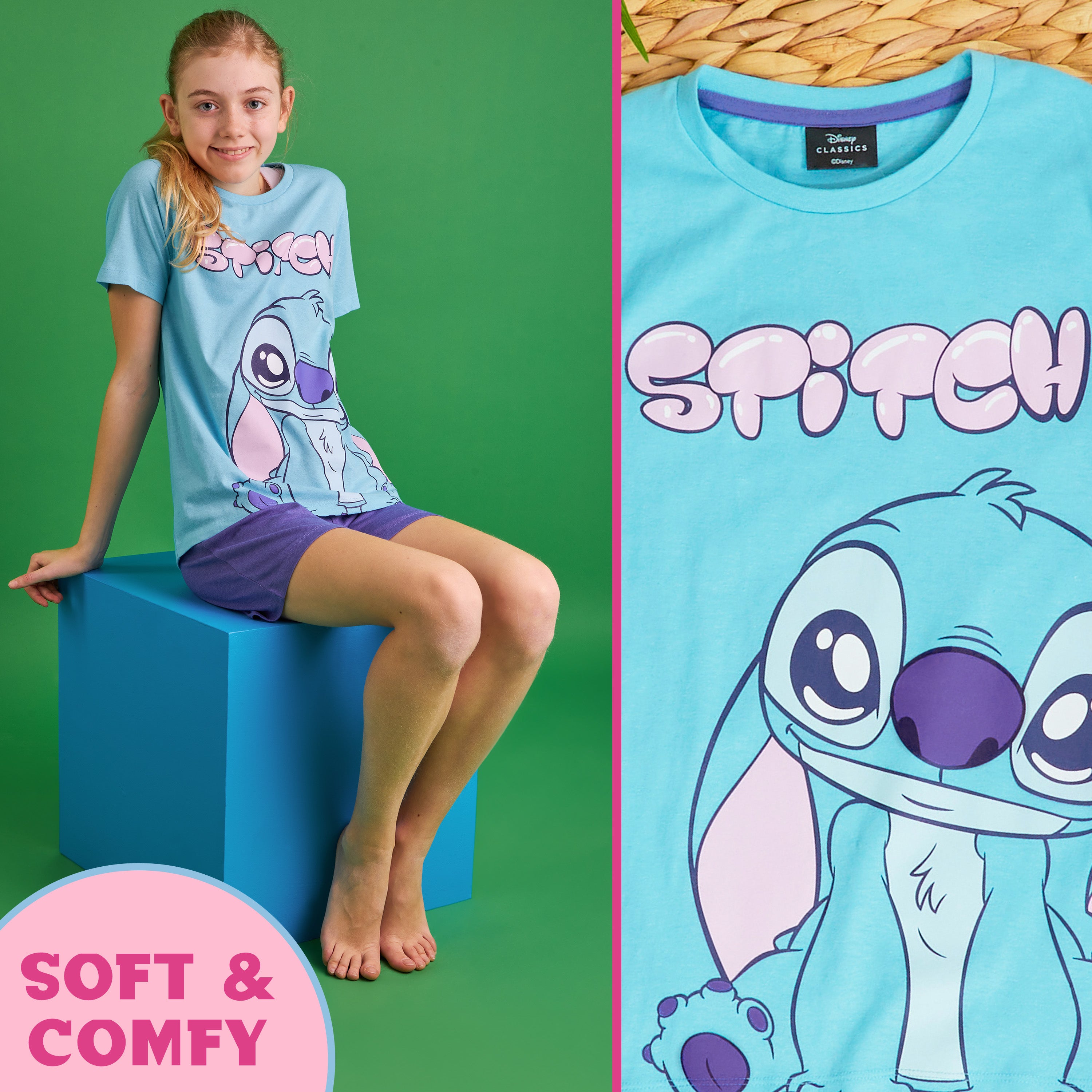 disney-stitch-pyjama-court-fille-coton-9-10-ans image 4