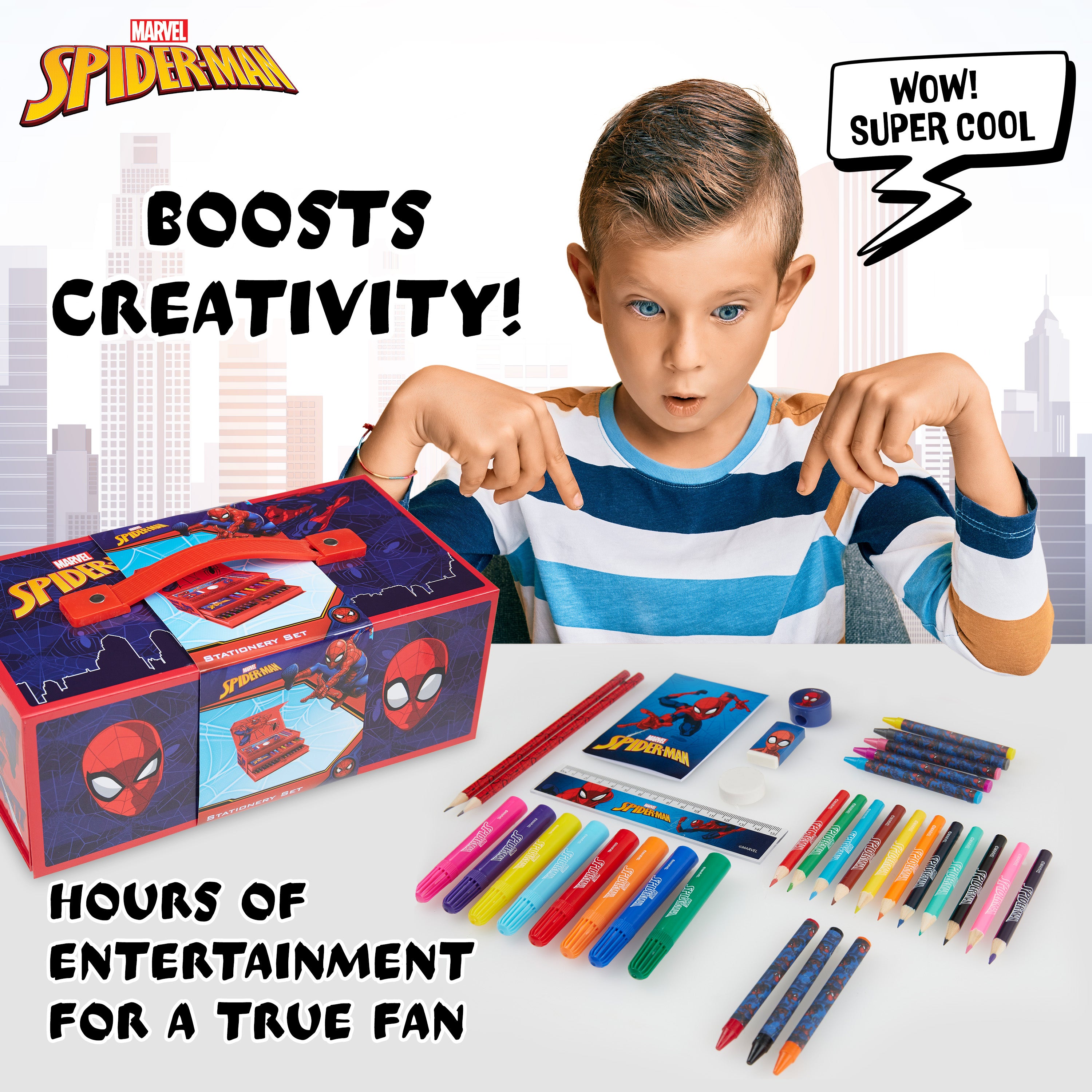 marvel-spiderman-kit-dessin-enfant-3-tages-crayons-et-feutres image 3