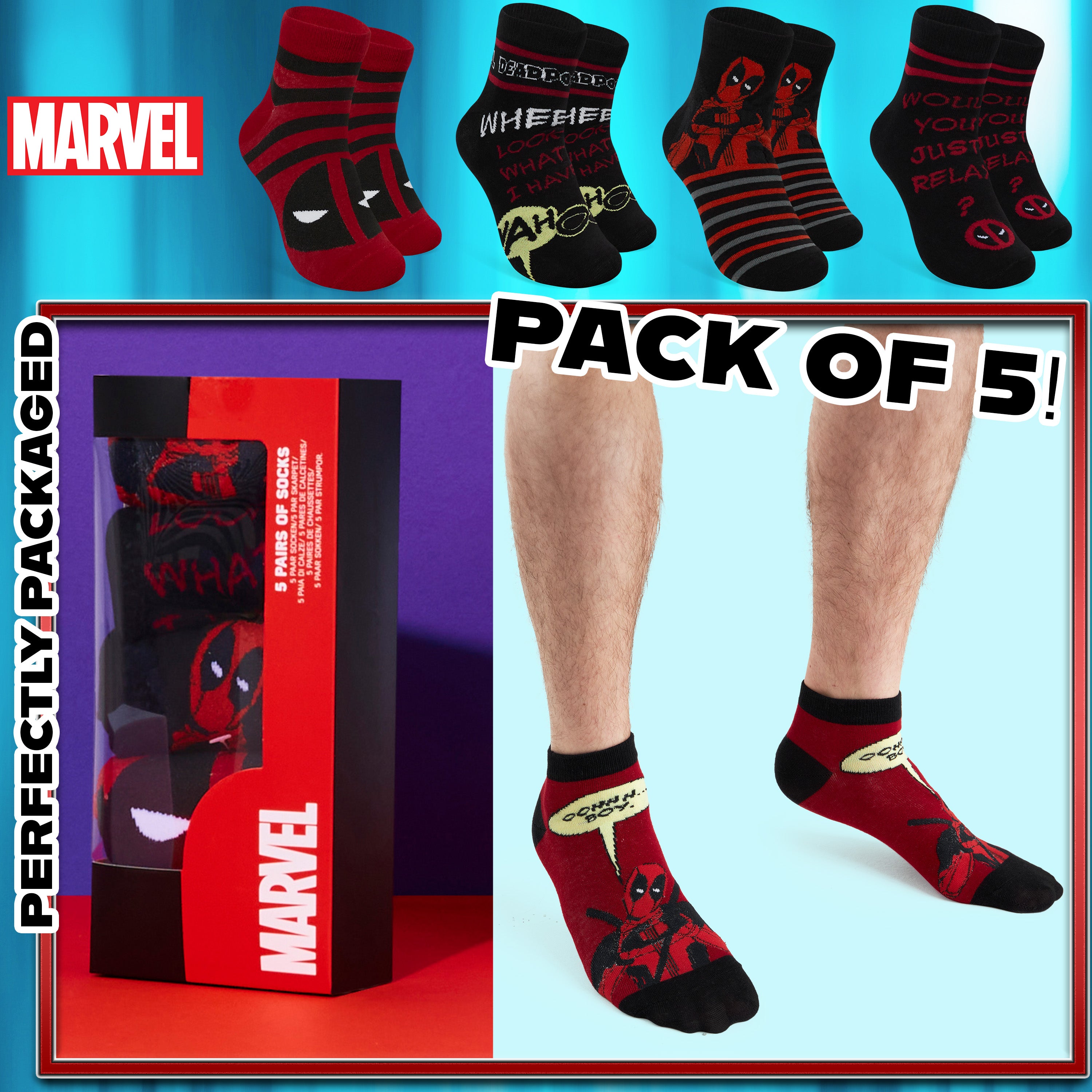 marvel-men-chaussettes-basses-coton-lot-de-5-super-h-ros image 6