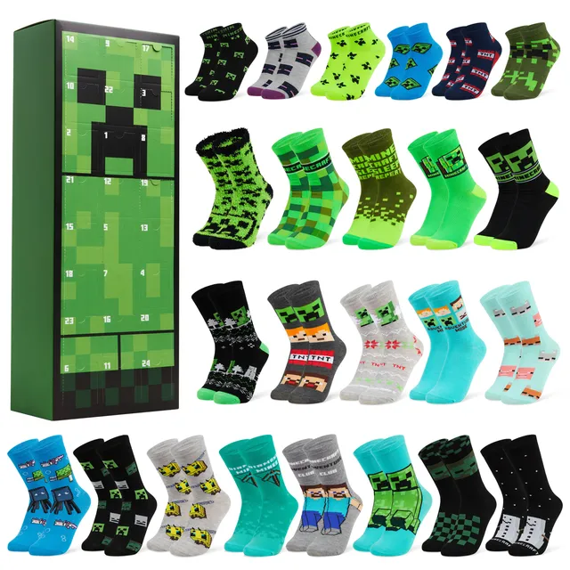 minecraft-calendrier-de-l-avent-chaussettes-2025-24-paires-gamer image 1