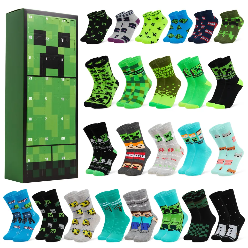 minecraft-calendrier-de-l-avent-chaussettes-2025-24-paires-gamer image 1