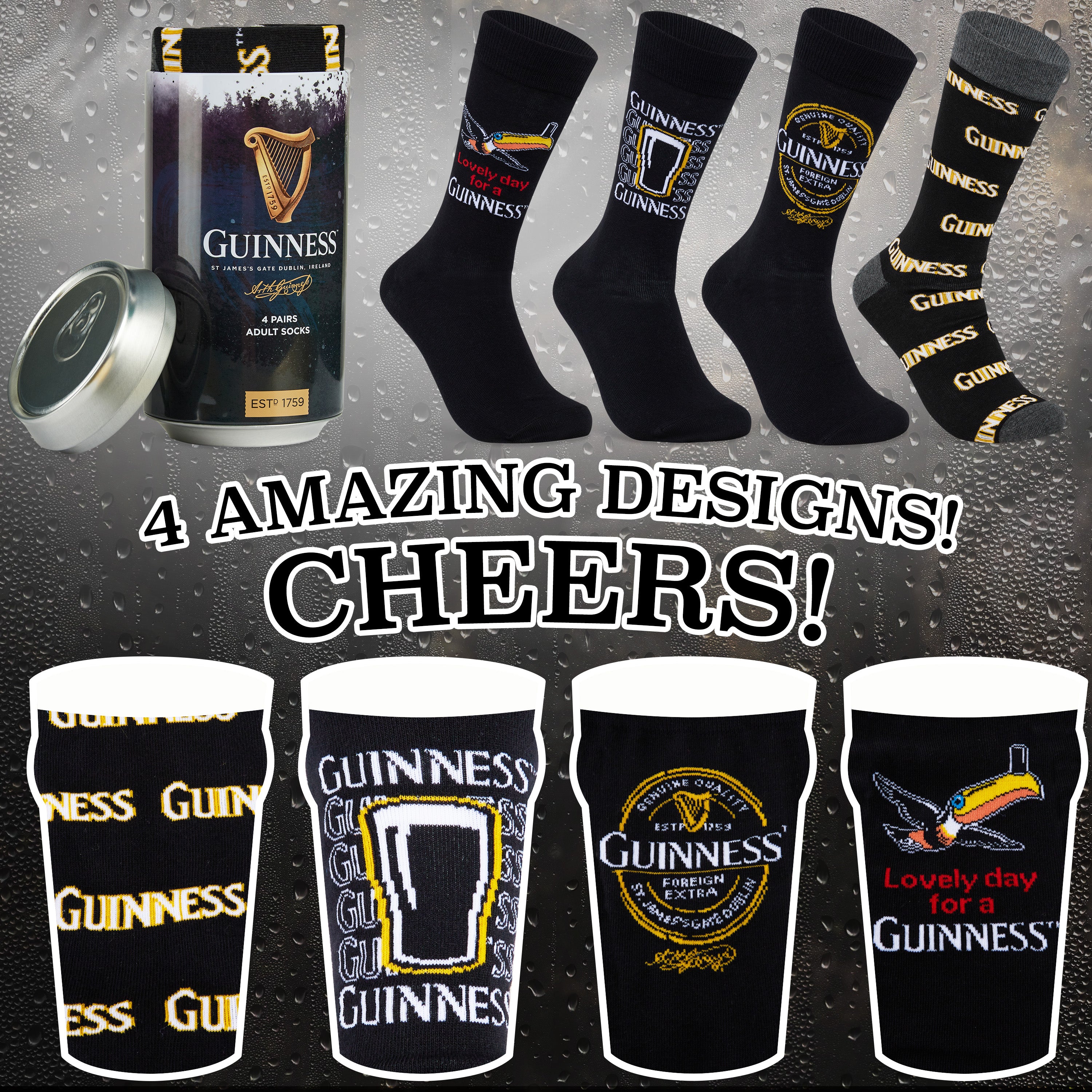 guinness-chaussettes-homme-lot-4-paires-mi-mollet-fun image 5