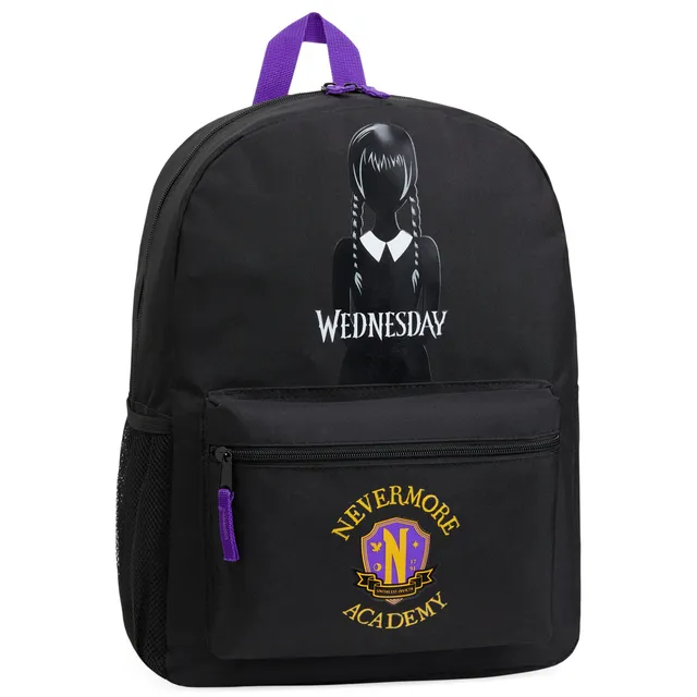 wednesday-sac-dos-scolaire-noir-jaune-37-cm-poche-bouteille image 1