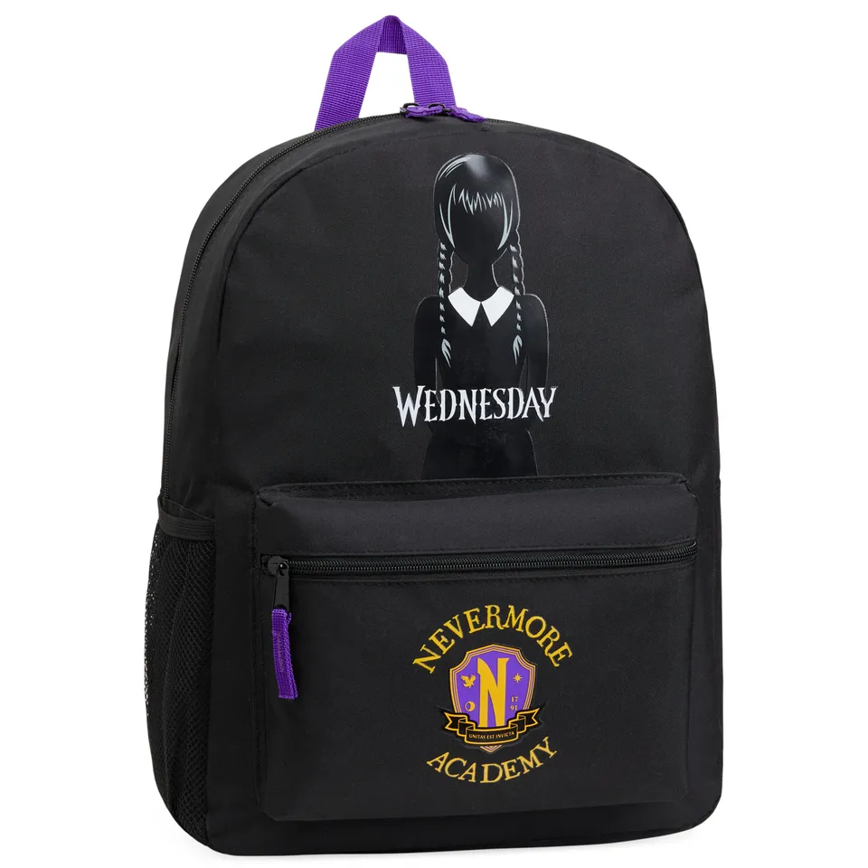 wednesday-sac-dos-scolaire-noir-jaune-37-cm-poche-bouteille image 1