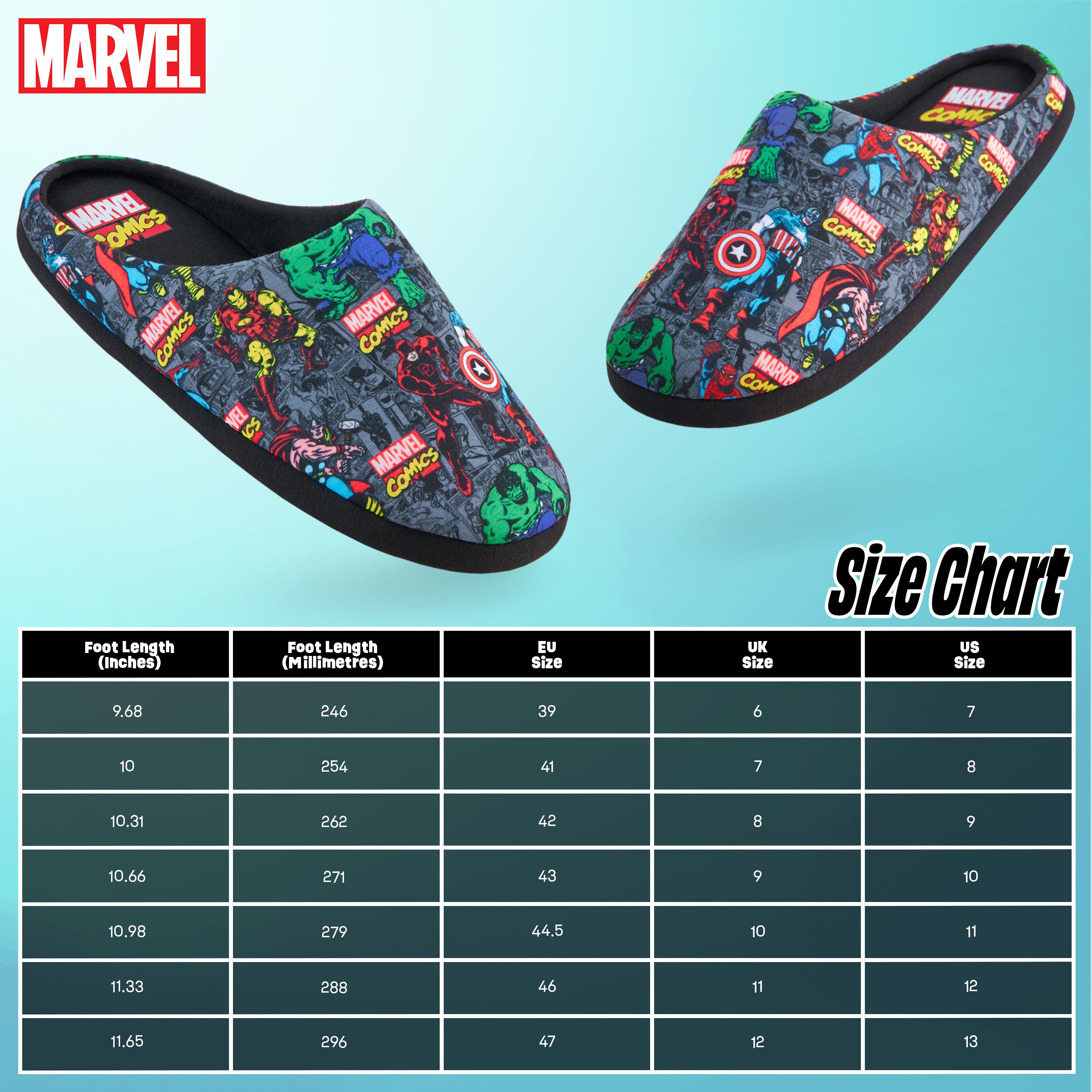 marvel-avengers-mules-chaussons-homme-ouverts-comics-42-43 image 7