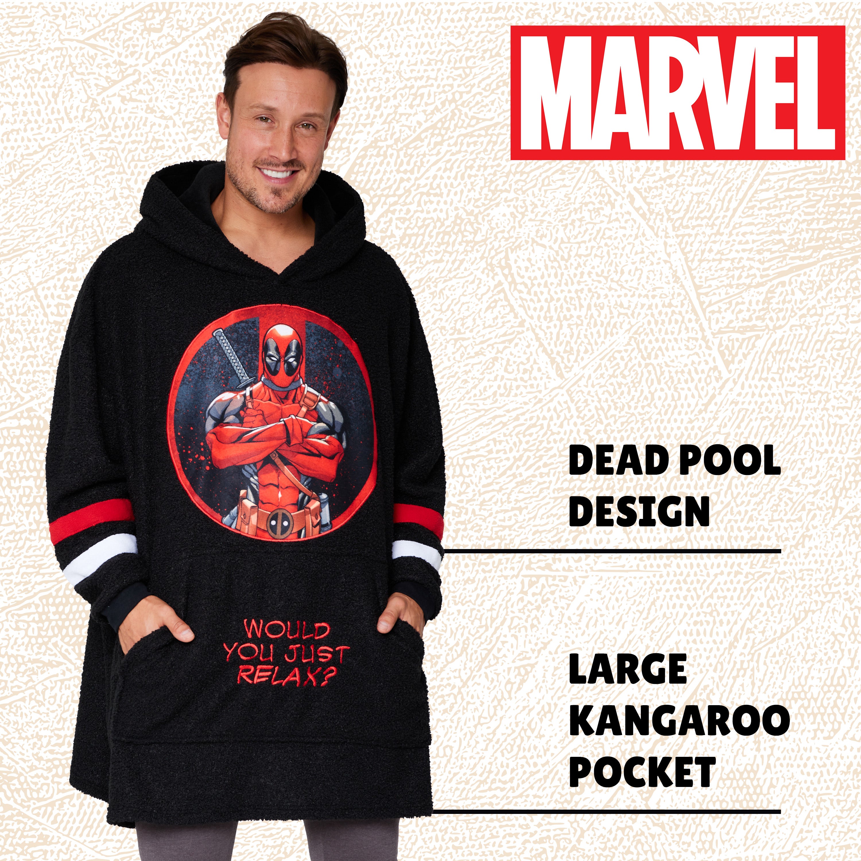 get-trend-men-marvel-deadpool-sweat-plaid-oversize-homme-polaire image 2