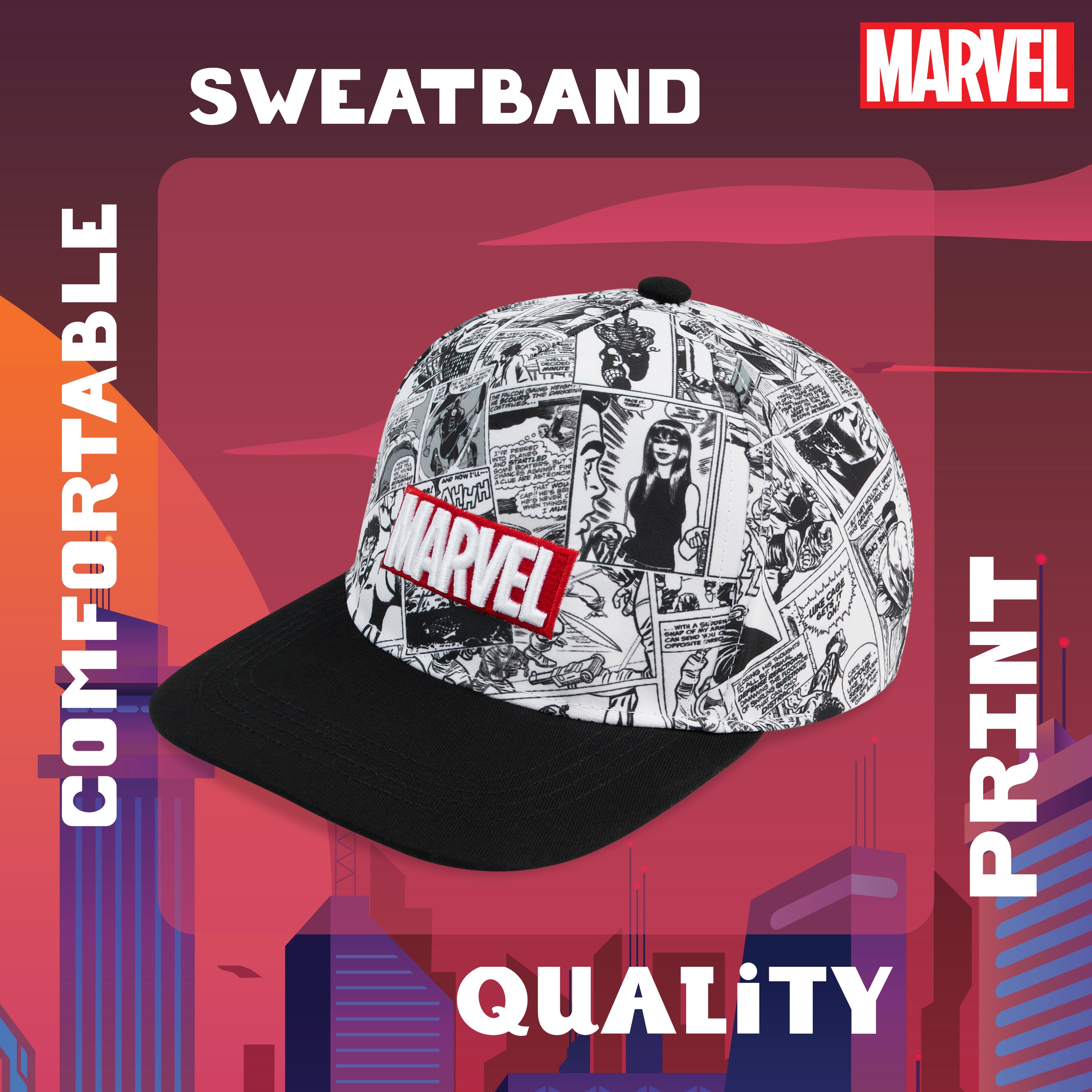 marvel-casquette-gar-on-baseball-noir-blanc-r-glable image 4
