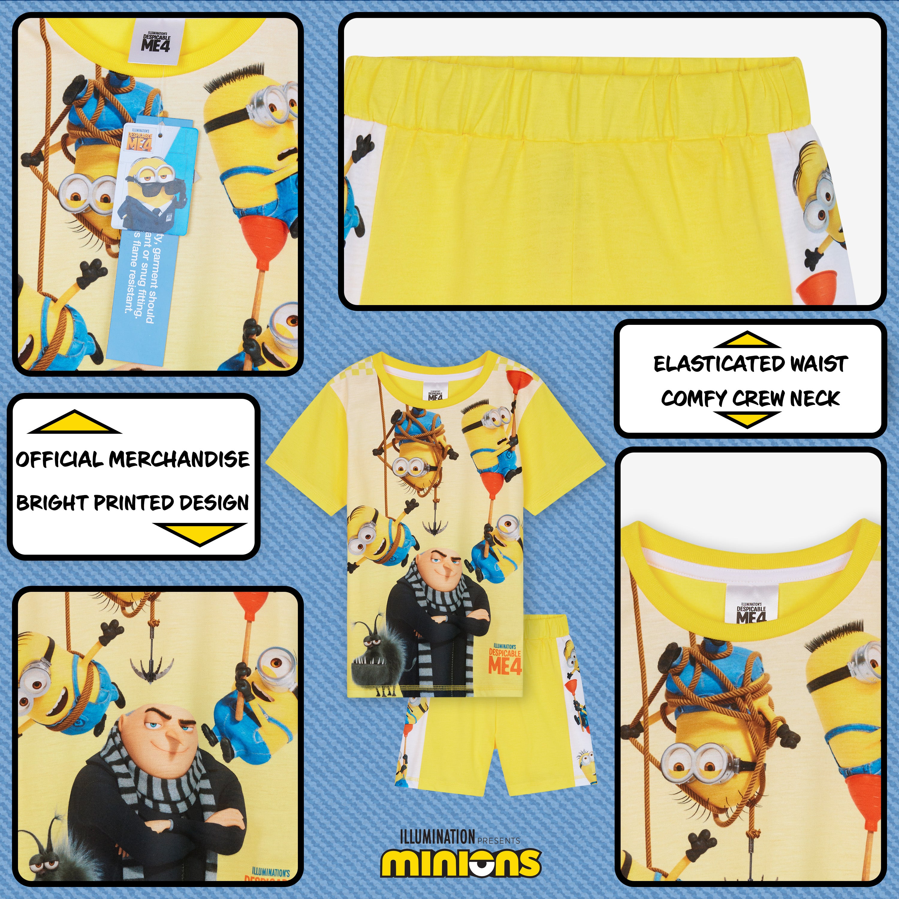 minions-pyjama-short-gar-on-2-pi-ces-jaune-multi image 5