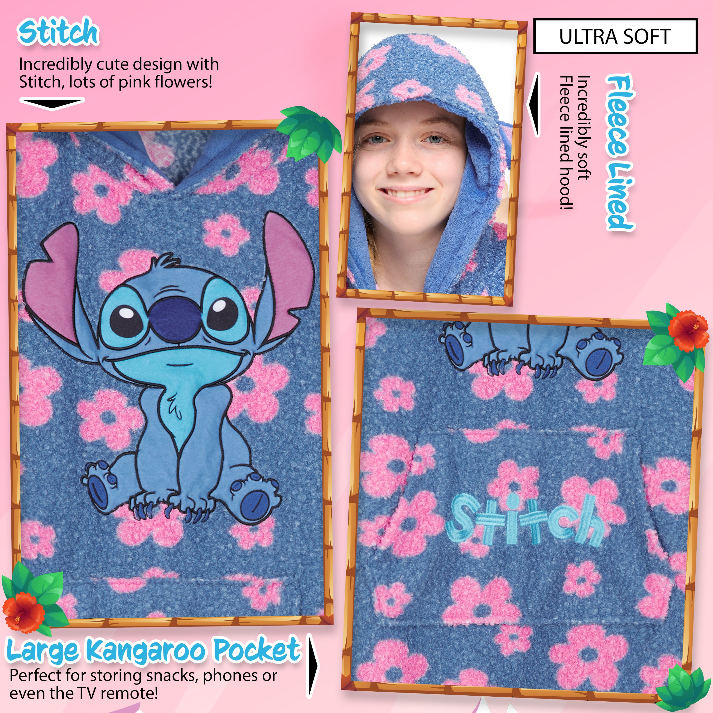 disney-stitch-plaid-sweat-enfant-capuche-taille-unique-polaire-douce image 5