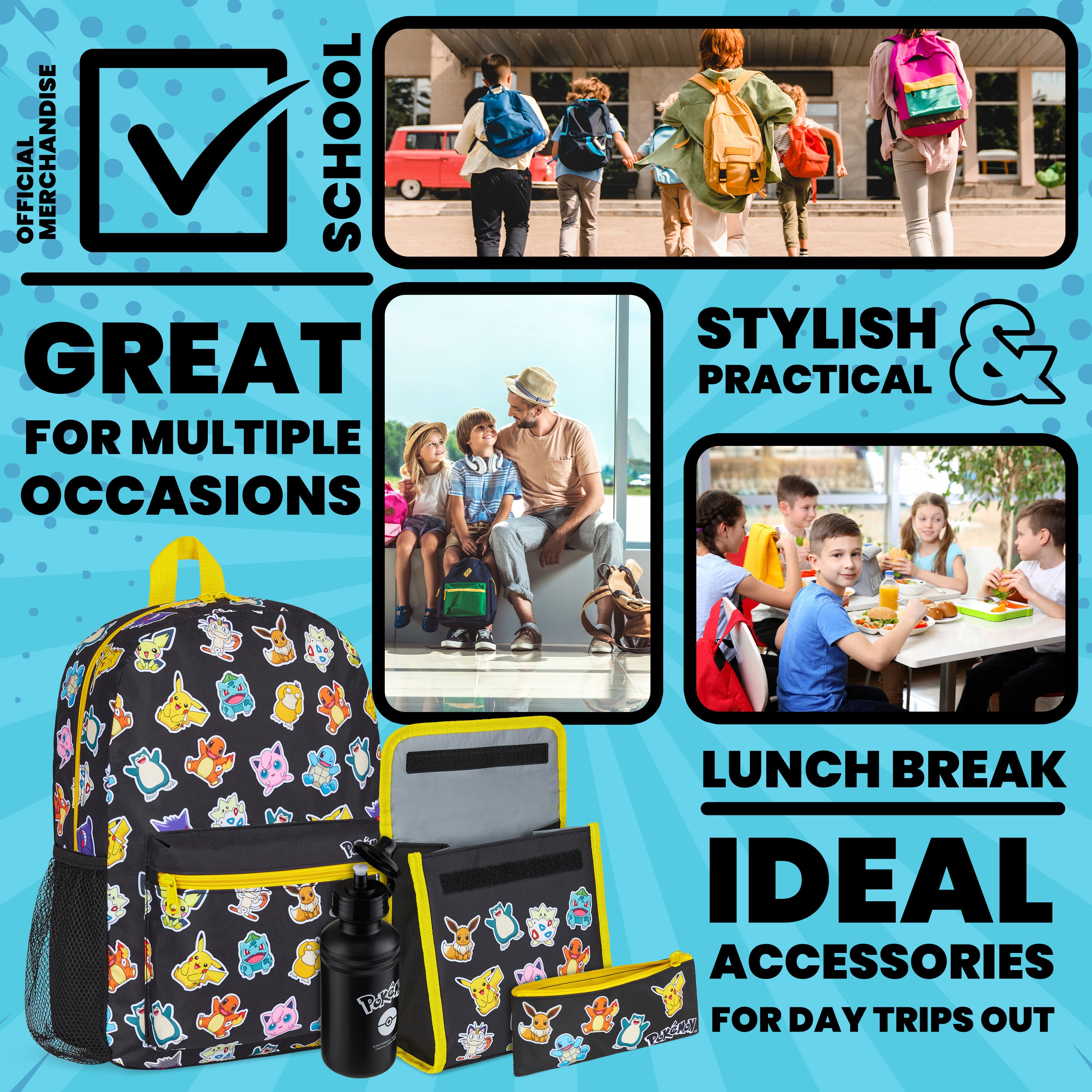 get-trend-school-supplies-pok-mon-cartable-4-pi-ces-noir-gourde image 4