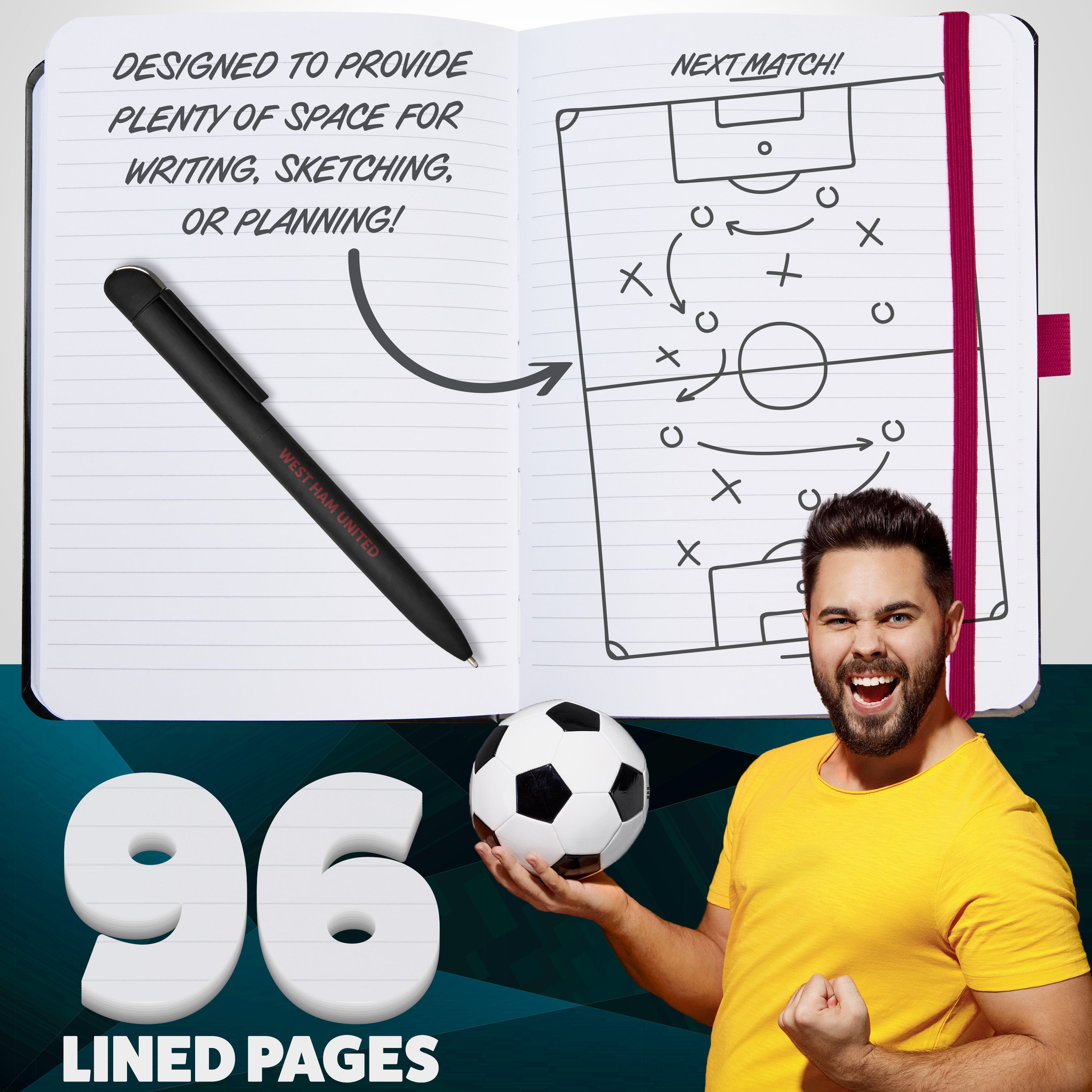 west-ham-united-set-carnet-a4-lign-stylo-supporters image 3