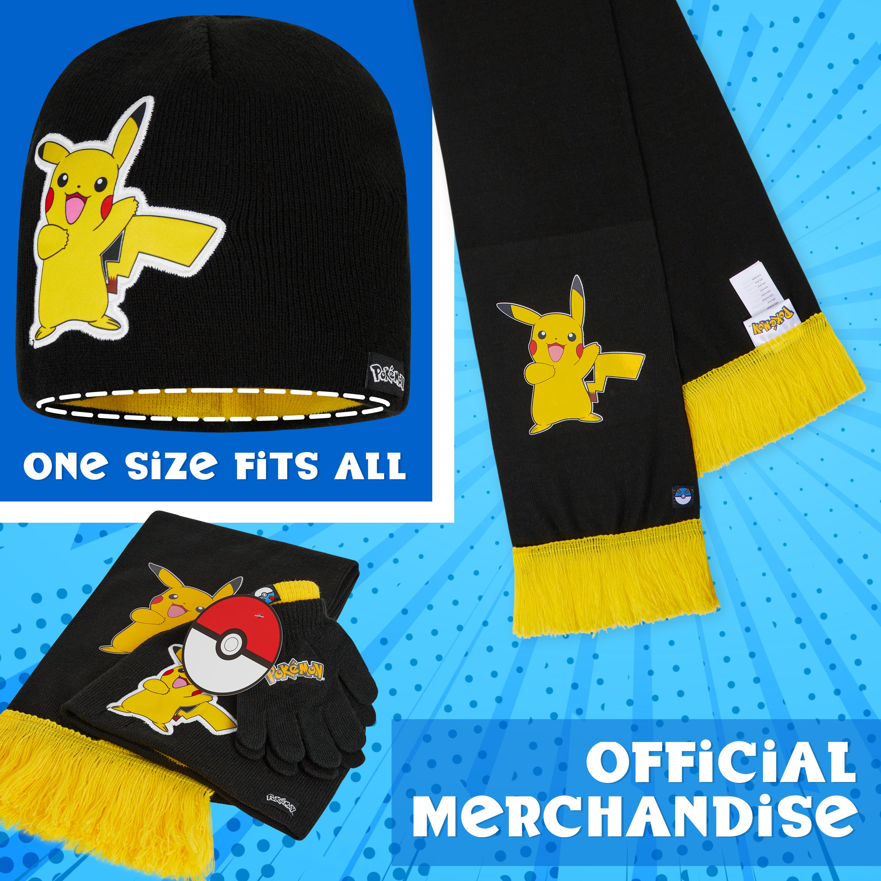 pok-mon-set-hiver-enfant-bonnet-gants-charpe-pikachu image 6