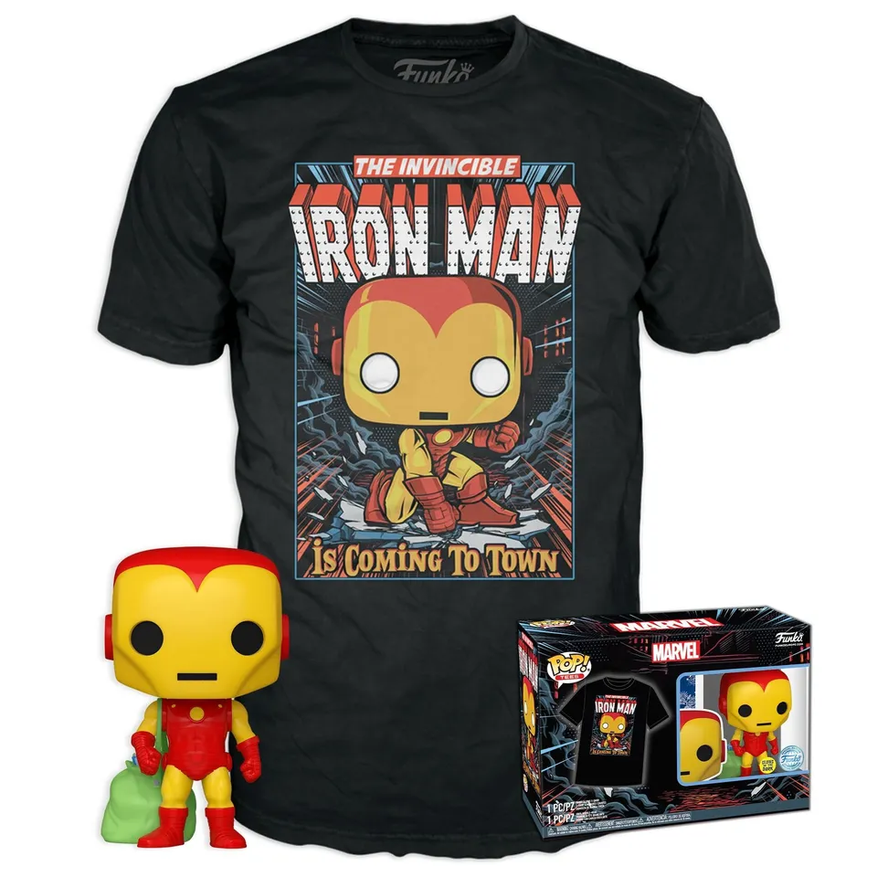 funko-pop-holiday-iron-man-phosphorescent-coffret-figurine-t-shirt-xl image 1