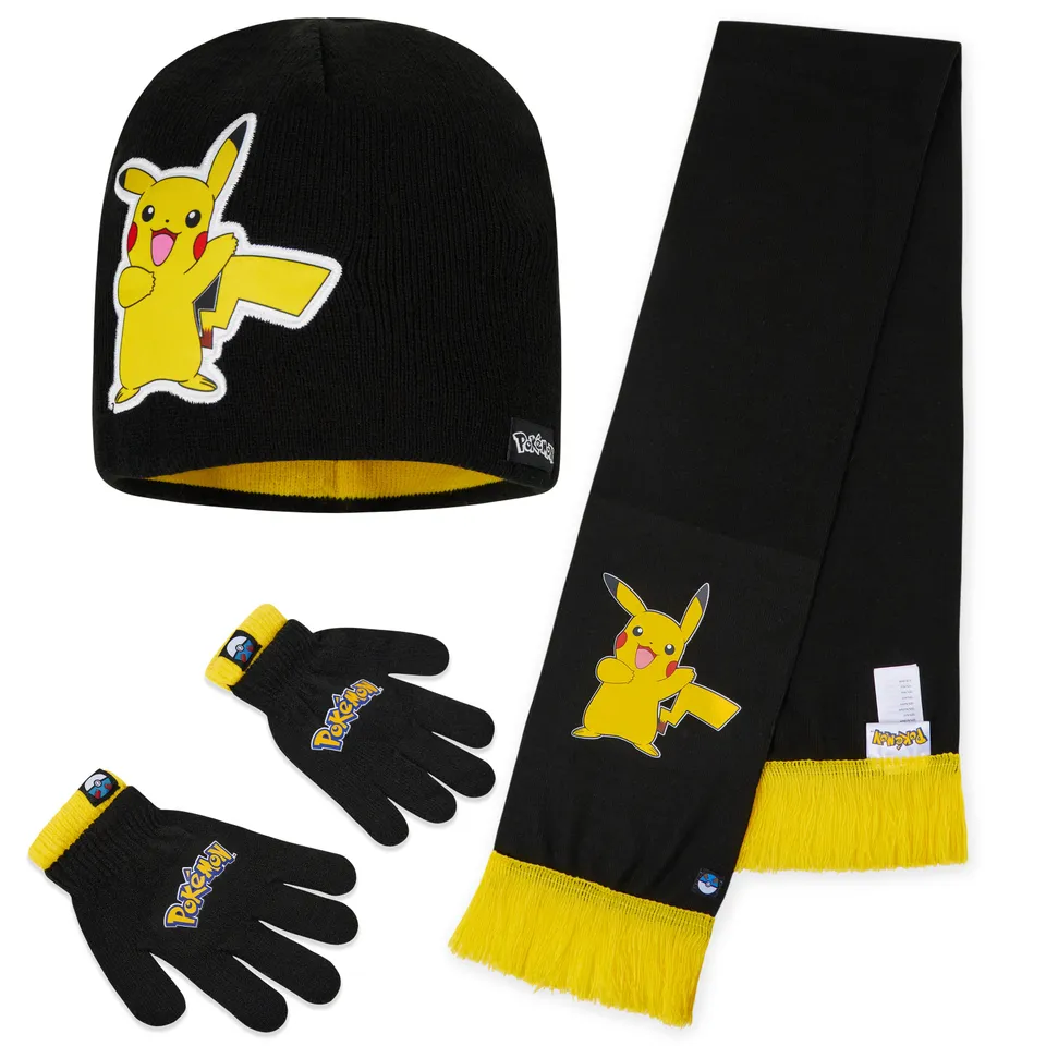 pok-mon-set-hiver-enfant-bonnet-gants-charpe-pikachu image 1