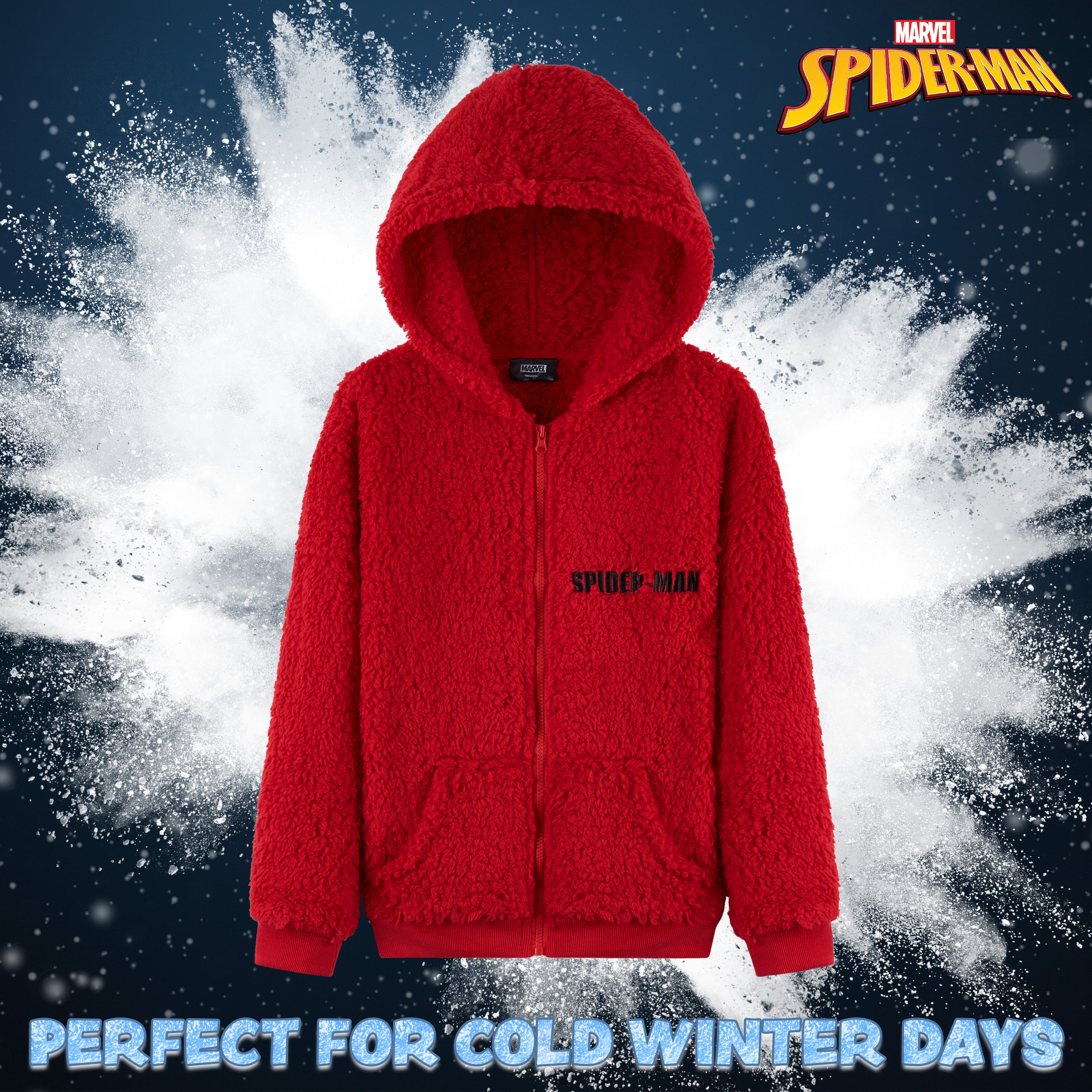 marvel-spiderman-sweat-zipp-sherpa-rouge-gar-on-7-8-ans image 2