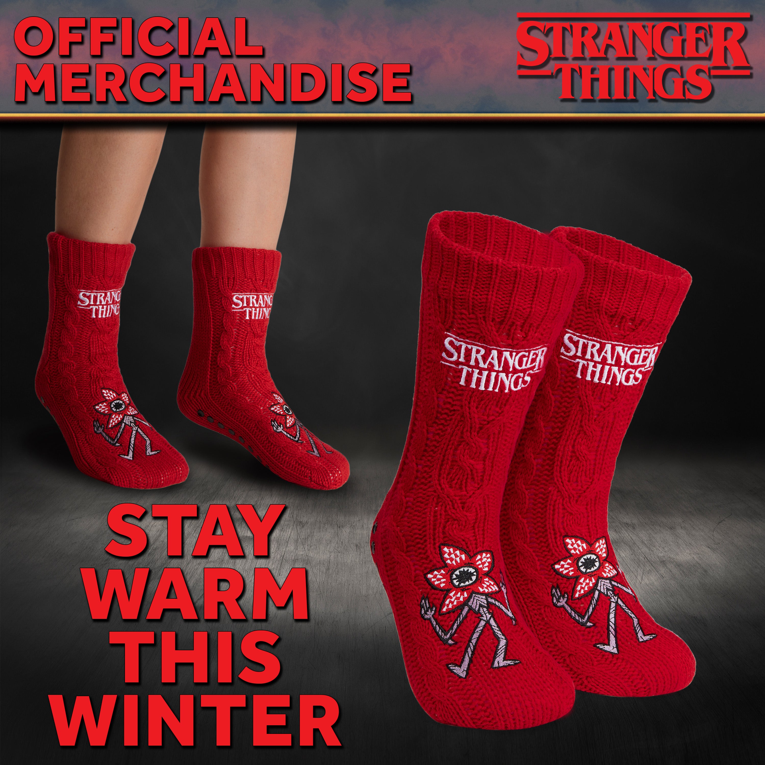 stranger-things-chaussettes-femme-pilou-rouges-antid-rapantes image 3