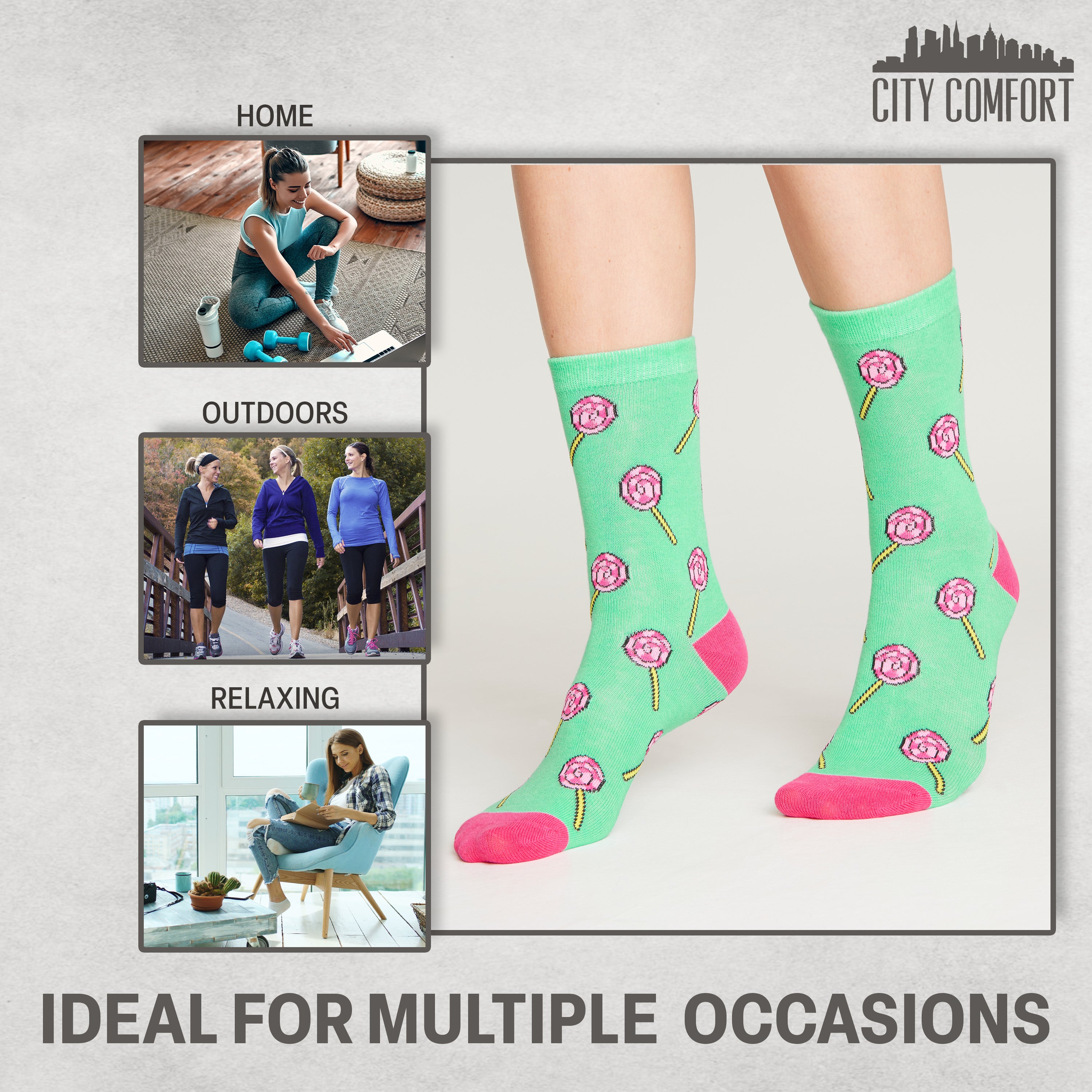 citycomfort-chaussettes-femme-fantaisie-lot-5-paires-color-es image 4