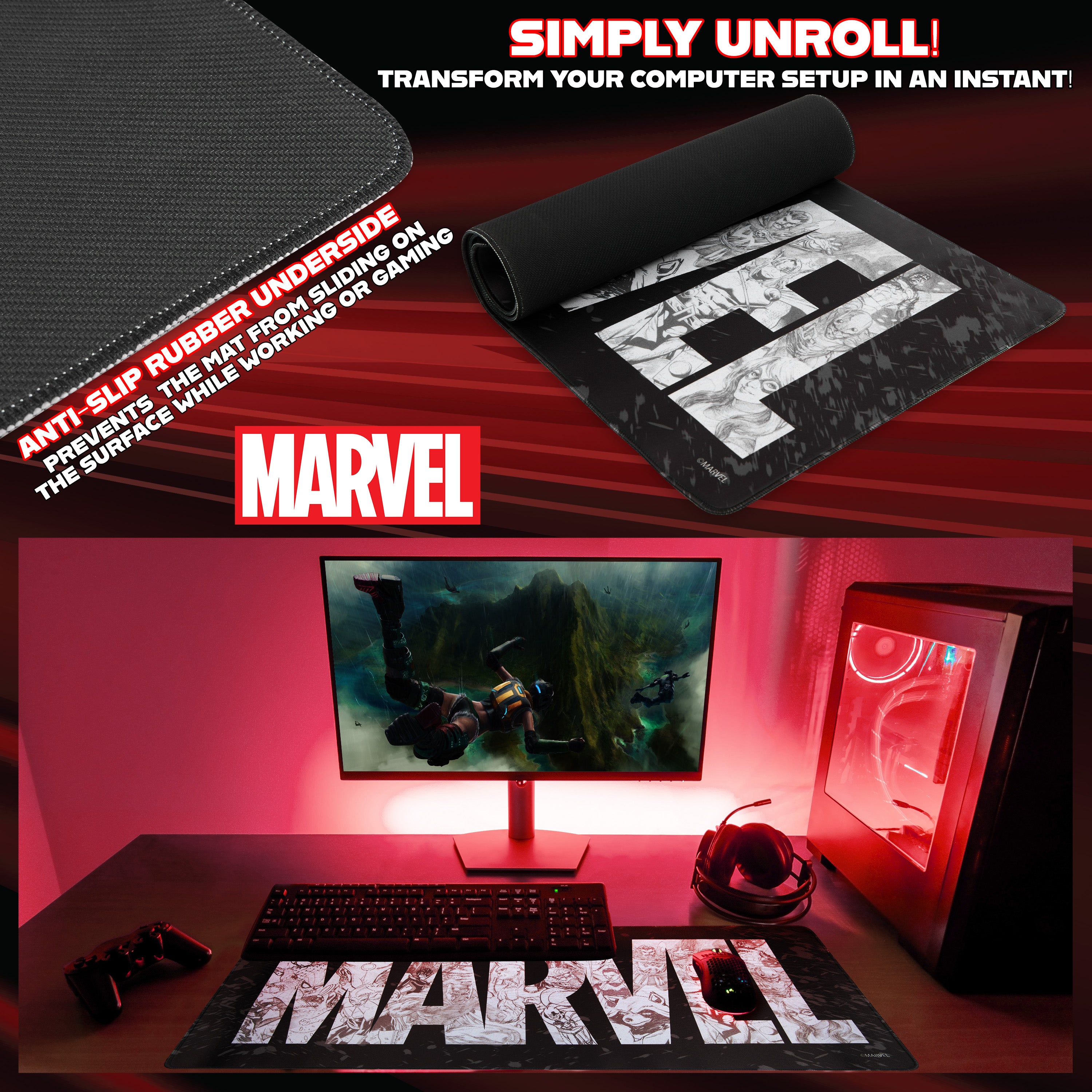 get-trend-marvel-avengers-tapis-souris-xxl-80x36-noir image 4