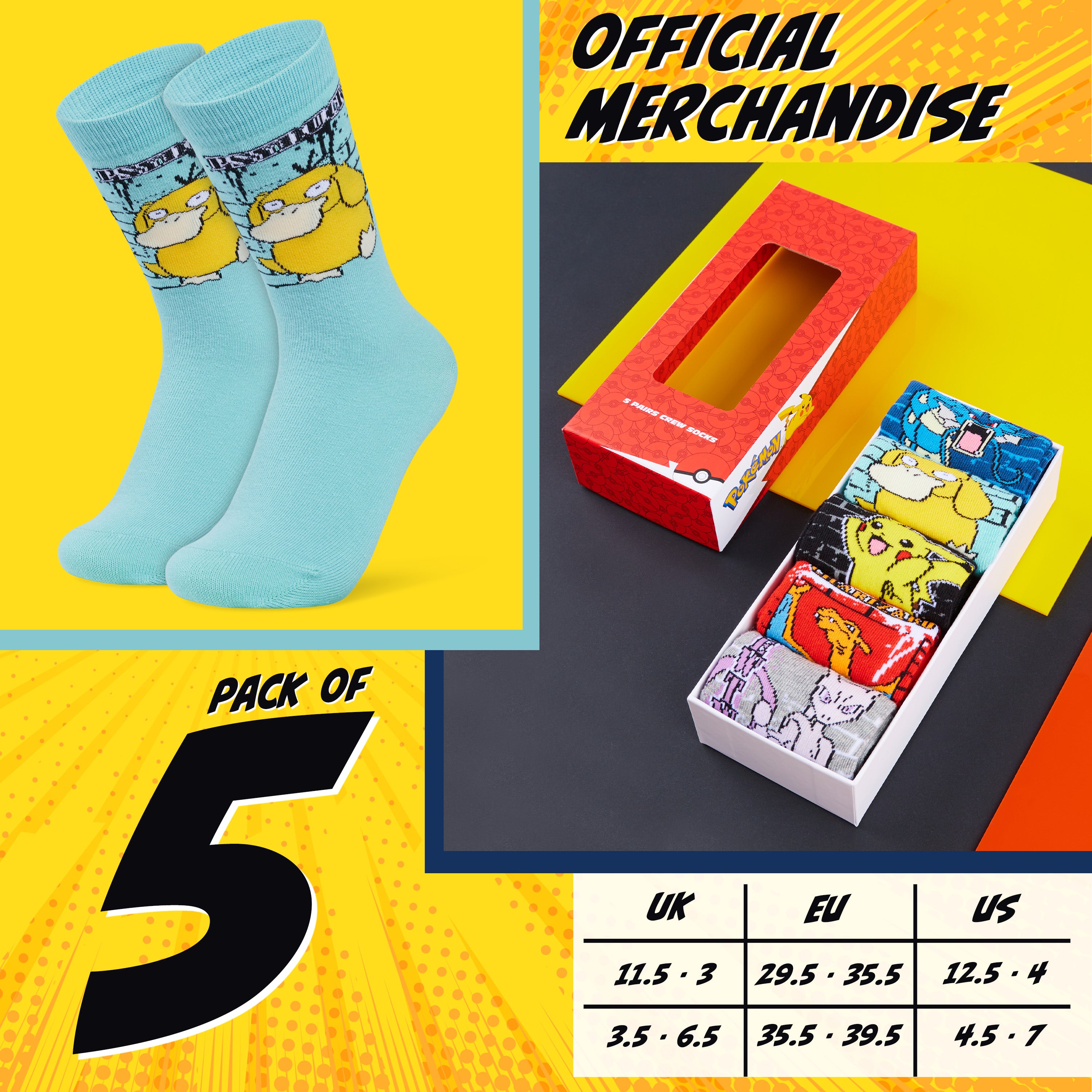 pok-mon-chaussettes-gar-on-lot-5-paires-pikachu-coton image 6