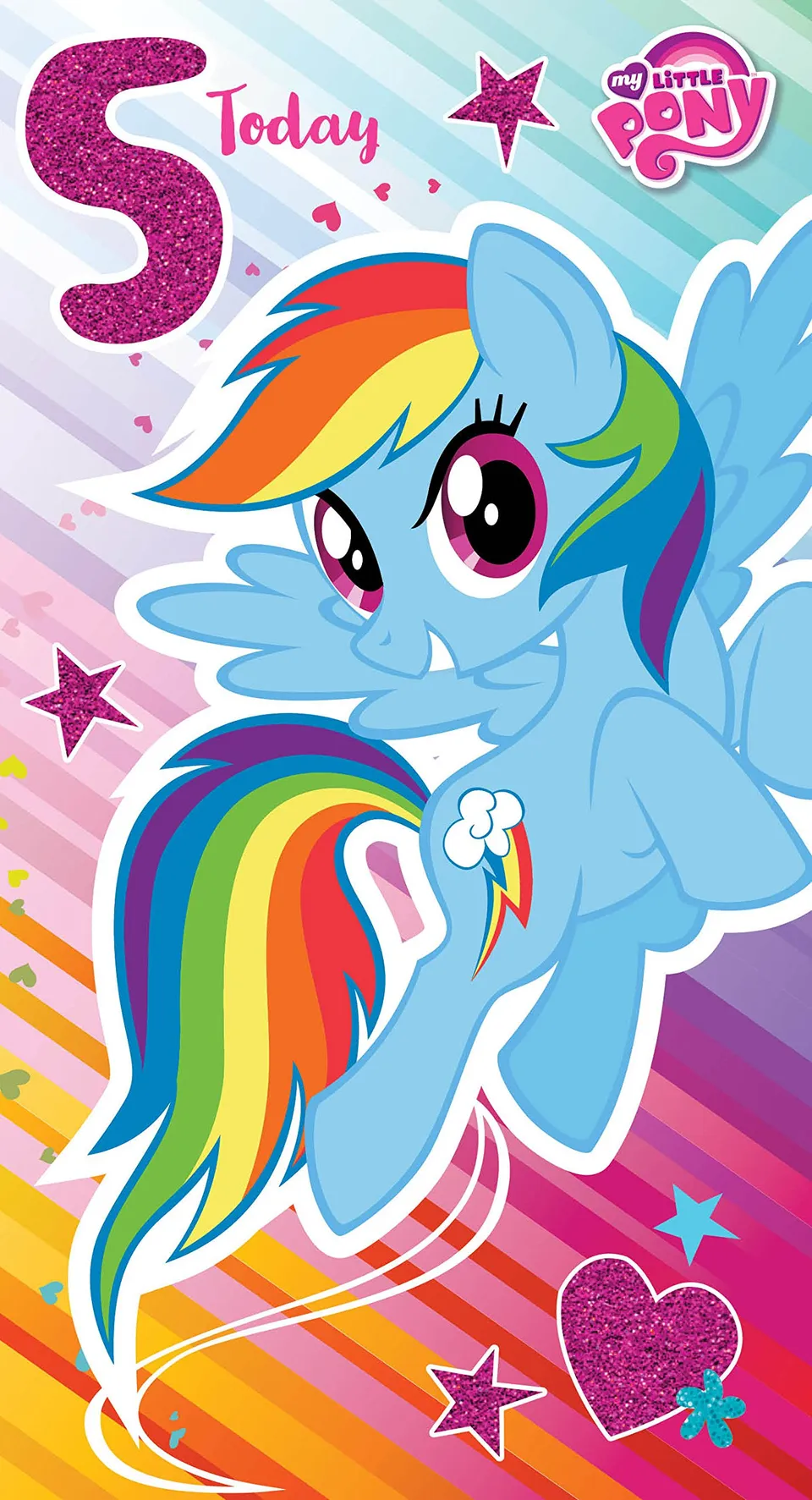 my-little-pony-party-carte-anniversaire-5-ans-paillettes-enveloppe image 1