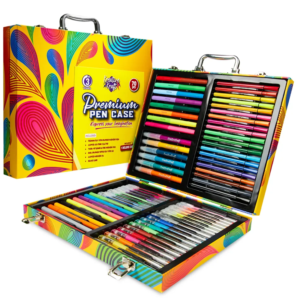 kreativekraft-kit-coloriage-70-feutres-paillet-s-mallette-enfant image 1