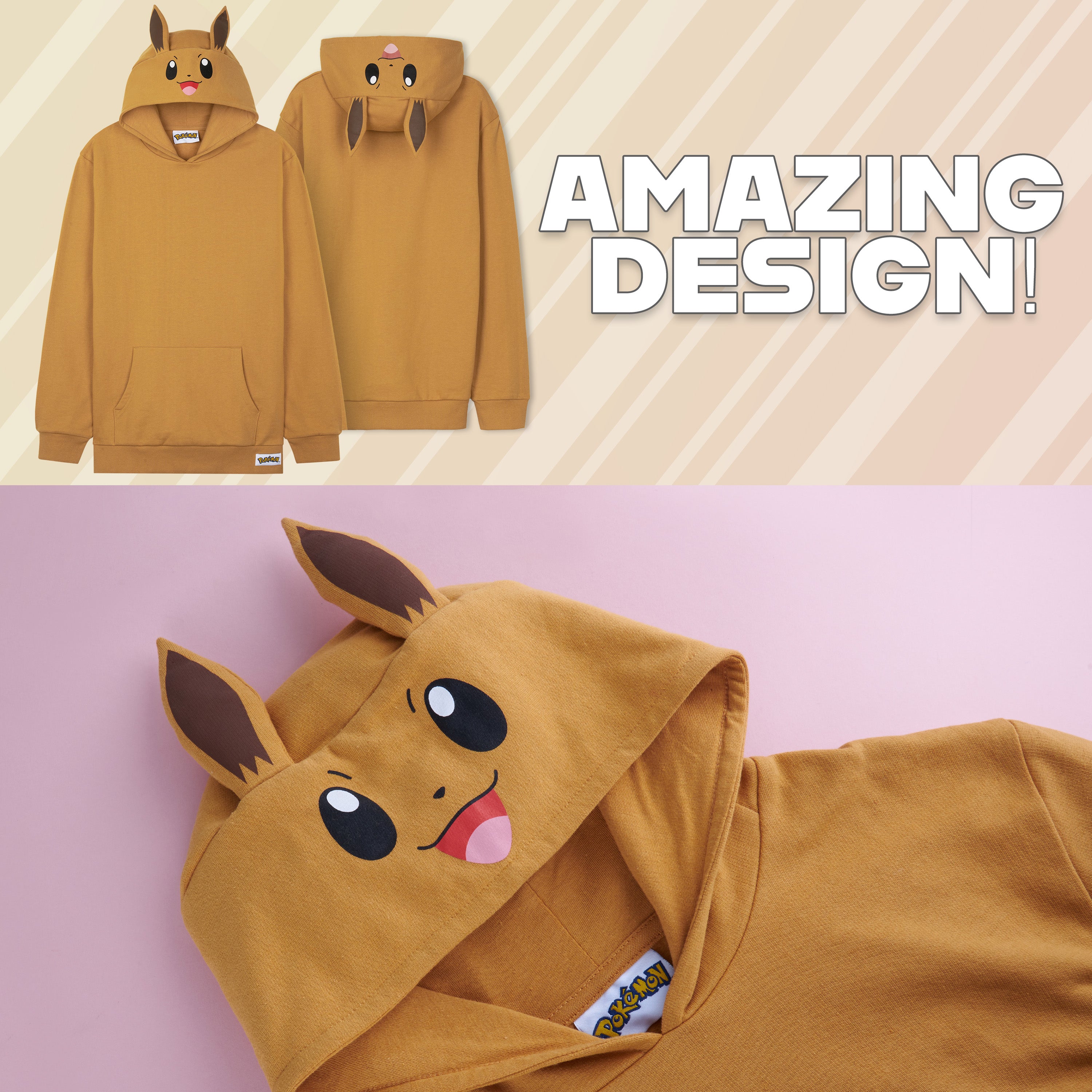 pokemon-evoli-sweat-capuche-enfant-9-10-ans-manches-longues image 5