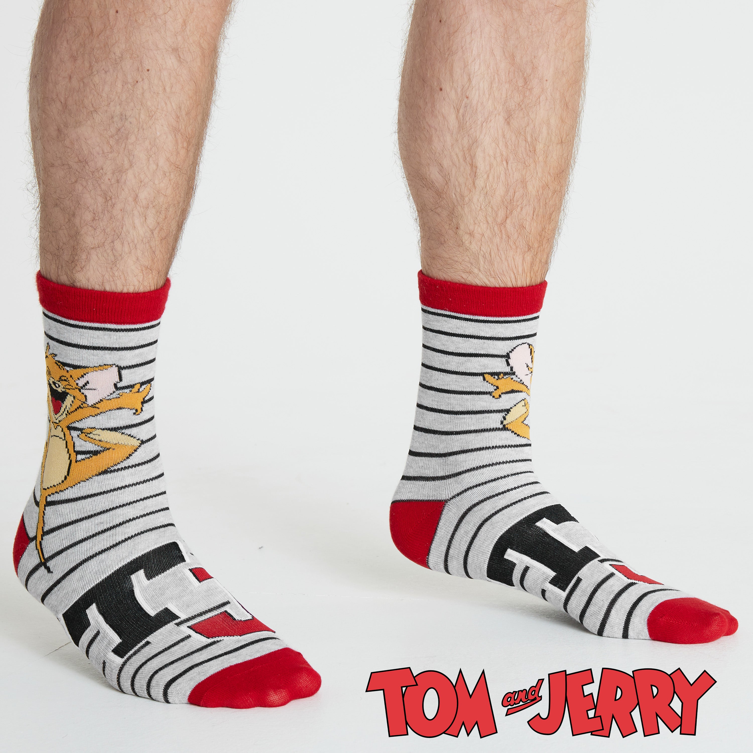 tom-et-jerry-chaussettes-homme-lot-5-gris-rouge-coton image 5