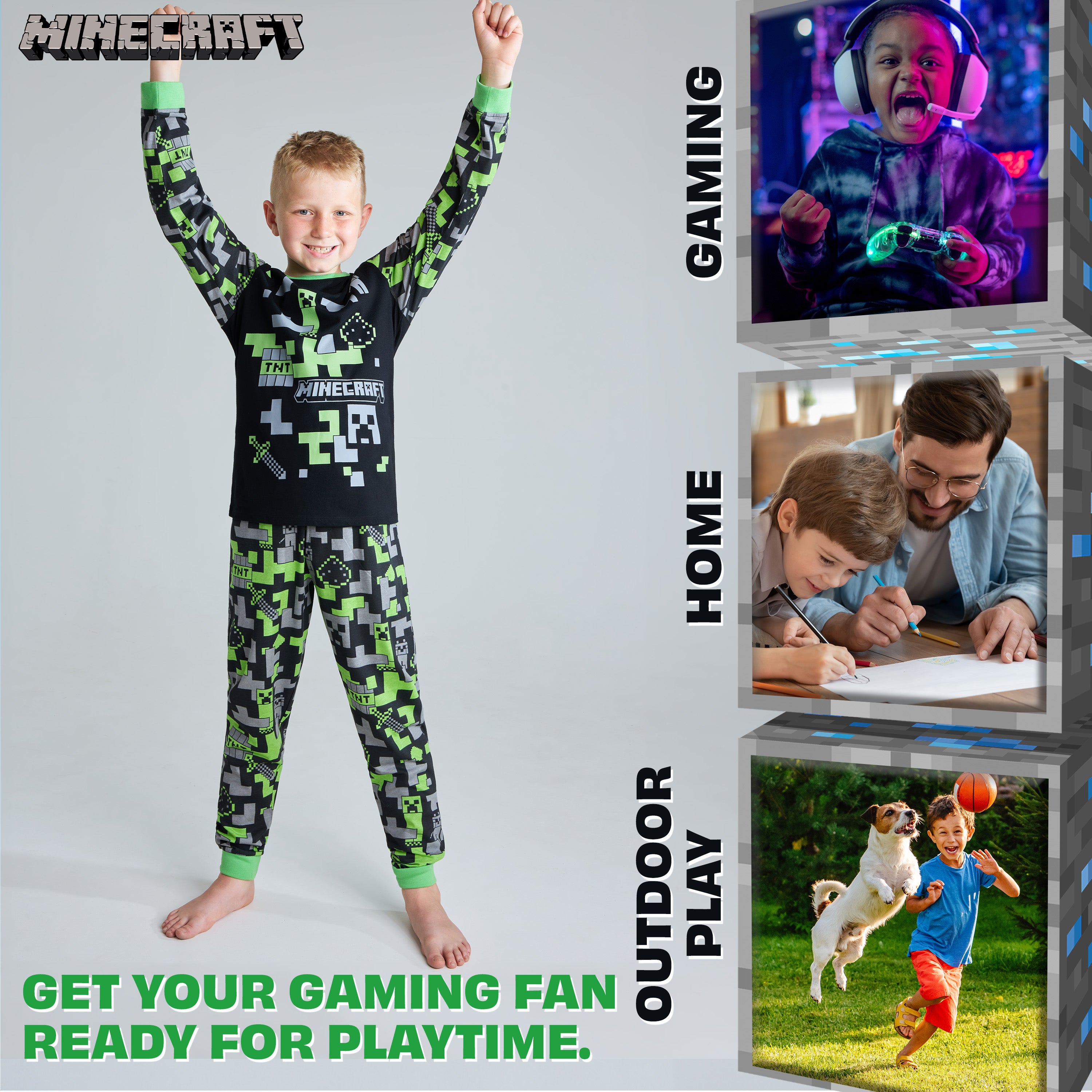 minecraft-pyjama-gar-on-long-coton-creeper-7-8-ans image 3