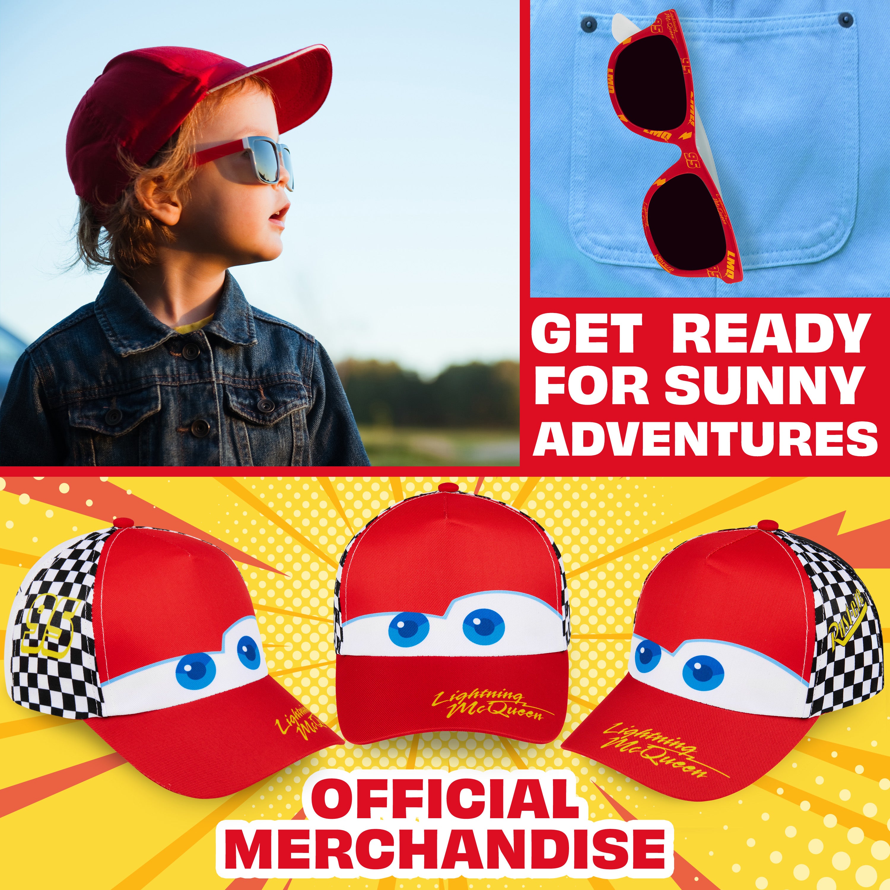 cars-flash-mcqueen-casquette-lunettes-soleil-enfant-uv400 image 2