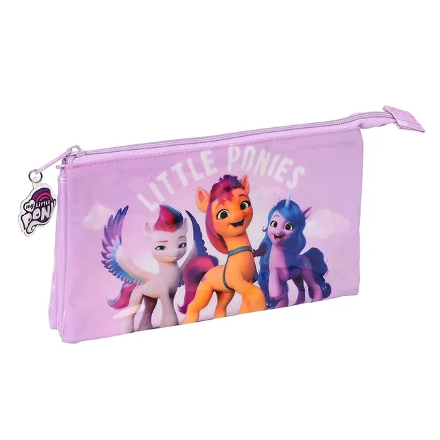 my-little-pony-trousse-triple-violette-22-cm-scolaire image 1