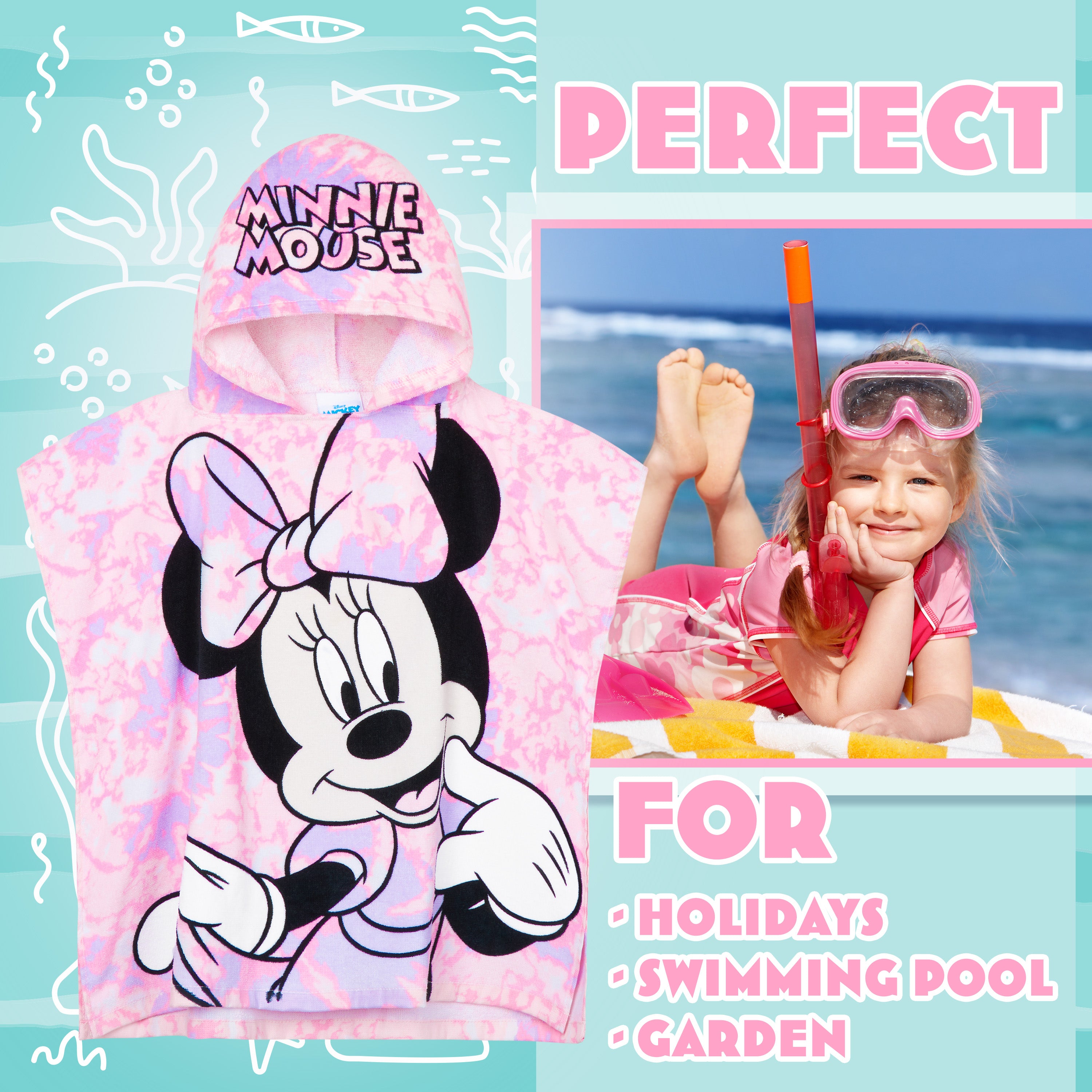 minnie-mouse-poncho-bain-enfant-rose-2-6-ans image 2