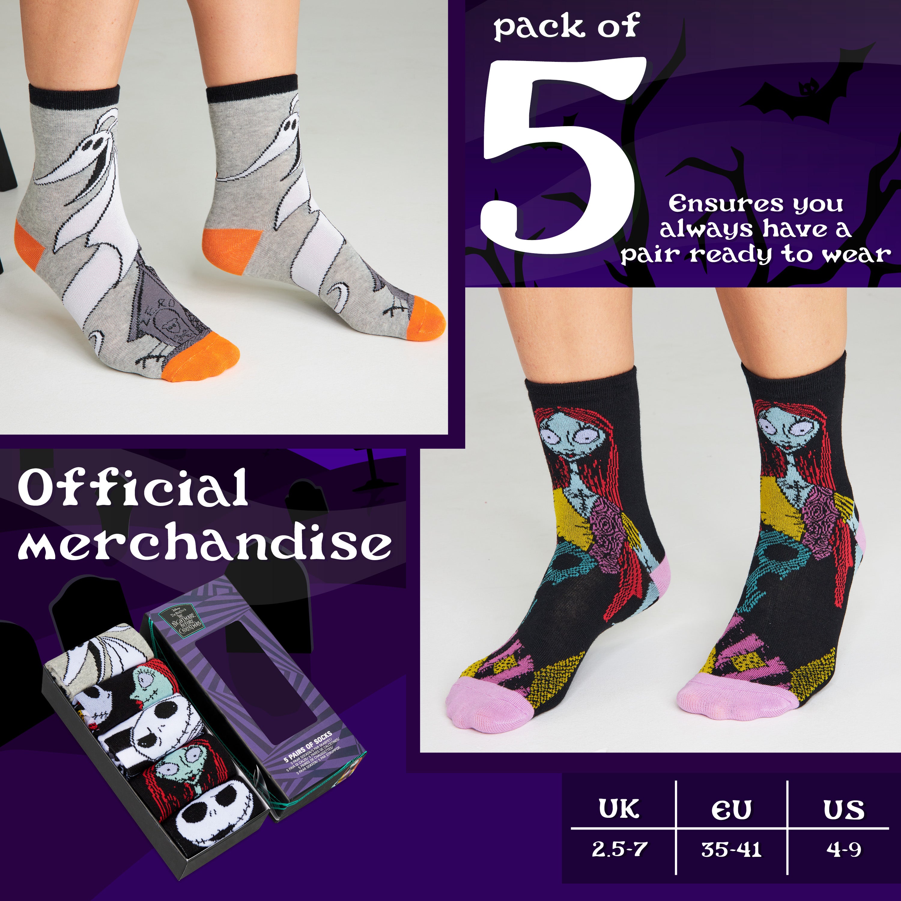 disney-chaussettes-fantaisie-femme-lot-5-coton-taille-unique image 6