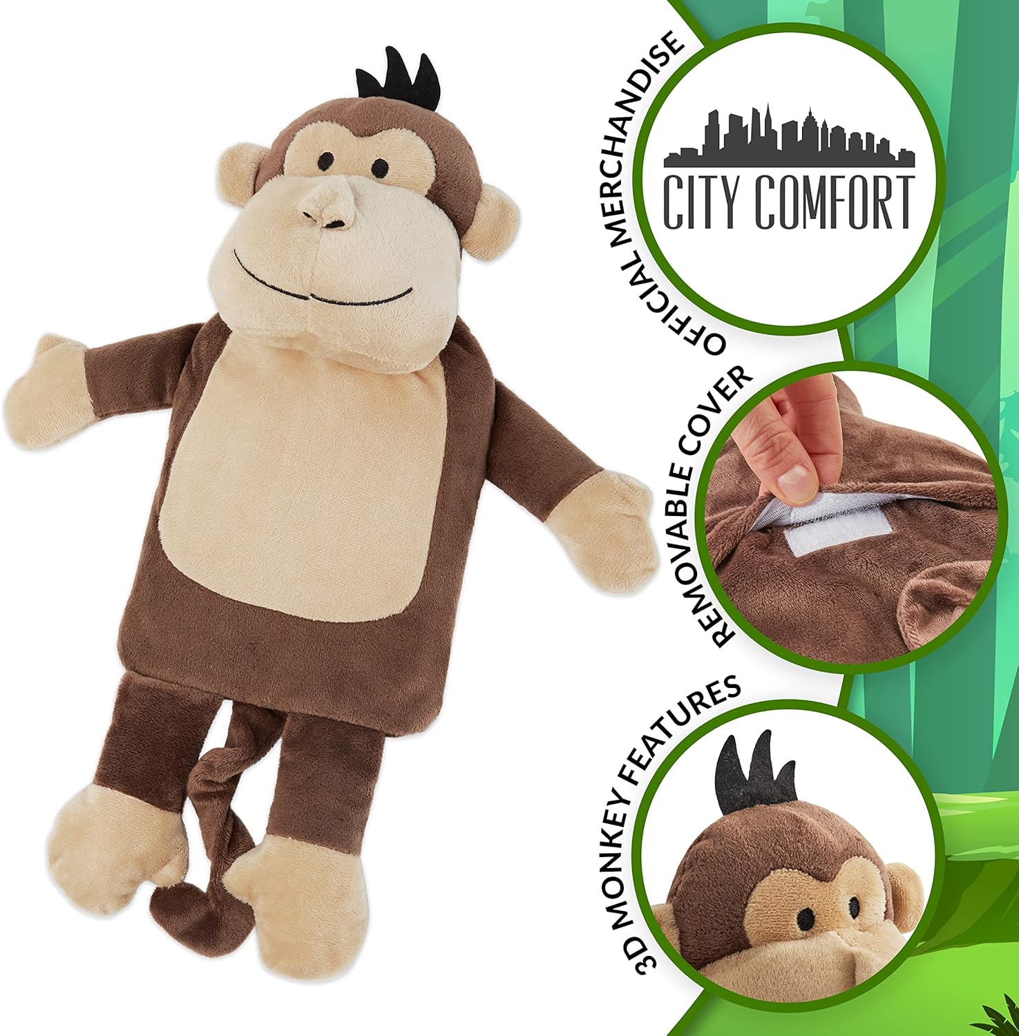 get-trend-bouillotte-eau-singe-peluche-polaire-1-litre image 2