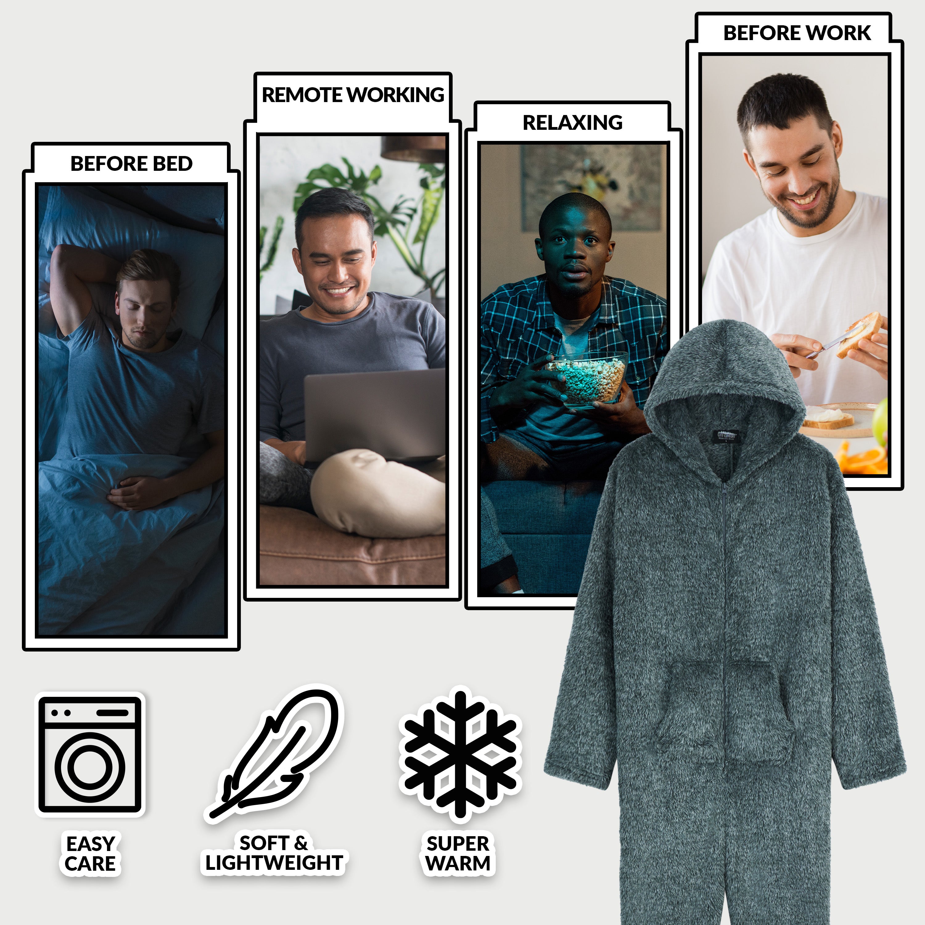 citycomfort-combinaison-pyjama-homme-polaire-capuche-l-zip image 5