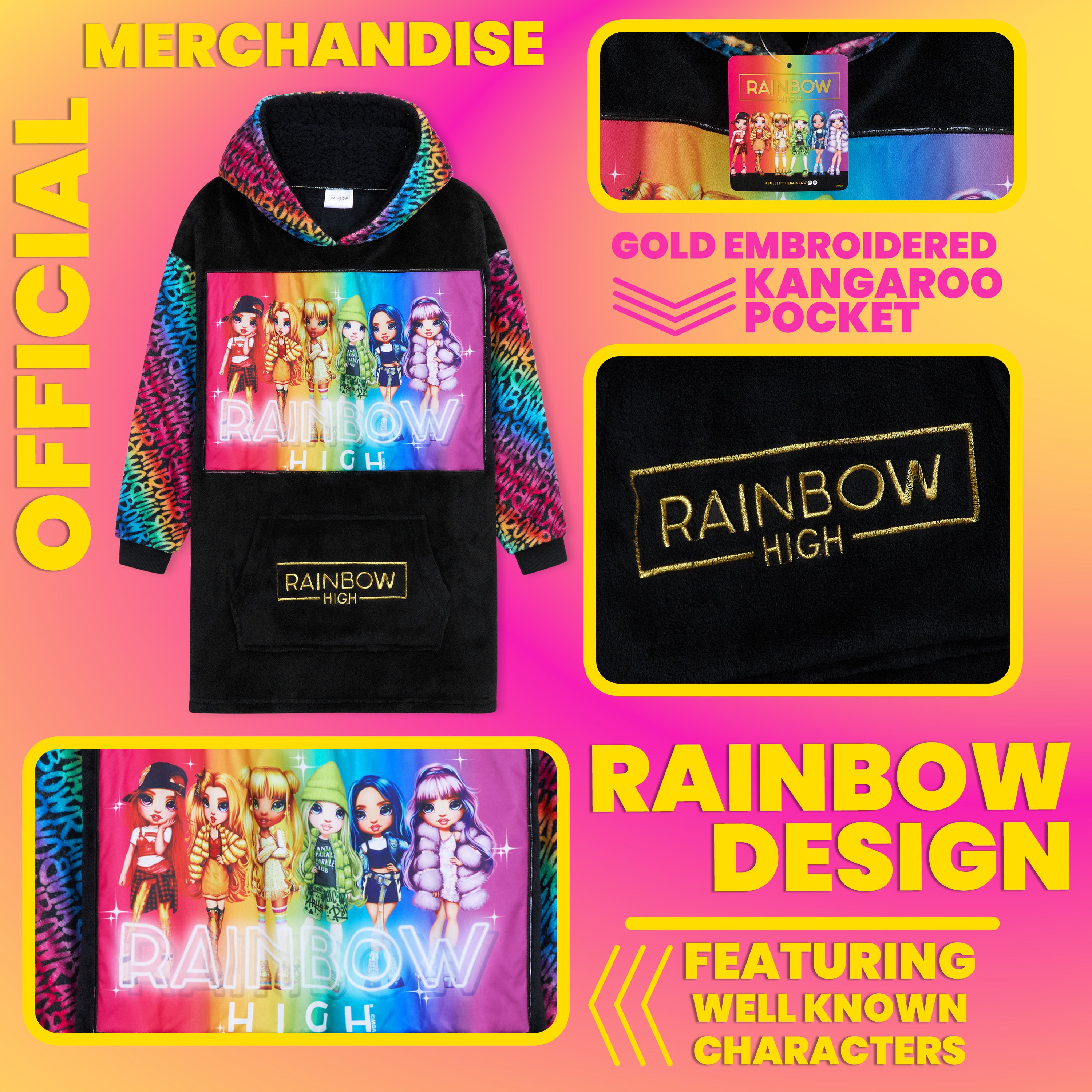 rainbow-high-sweat-plaid-fille-polaire-capuche-sherpa-taille-unique image 5