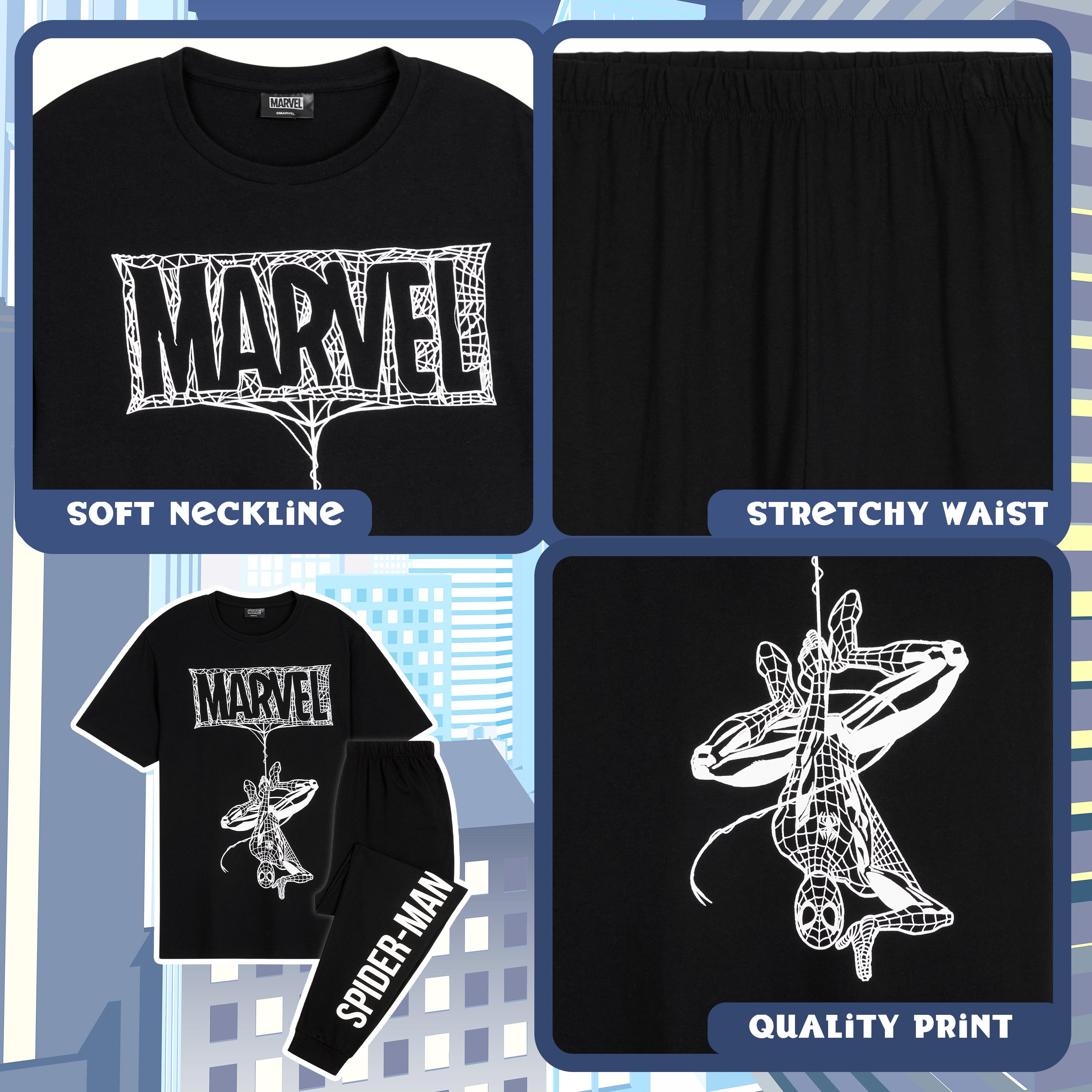 marvel-spiderman-pyjama-homme-t-shirt-pantalon-taille-l image 5