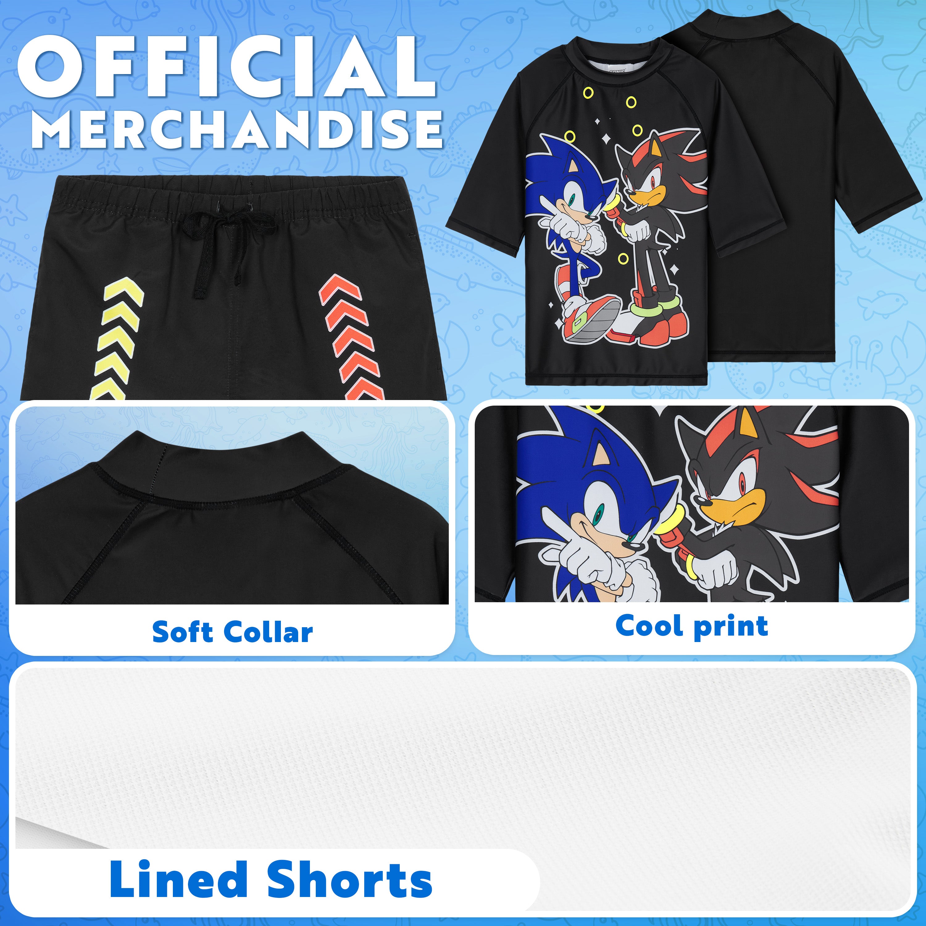 sonic-maillot-de-bain-gar-on-2-pi-ces-7-8-ans-rash-guard image 4