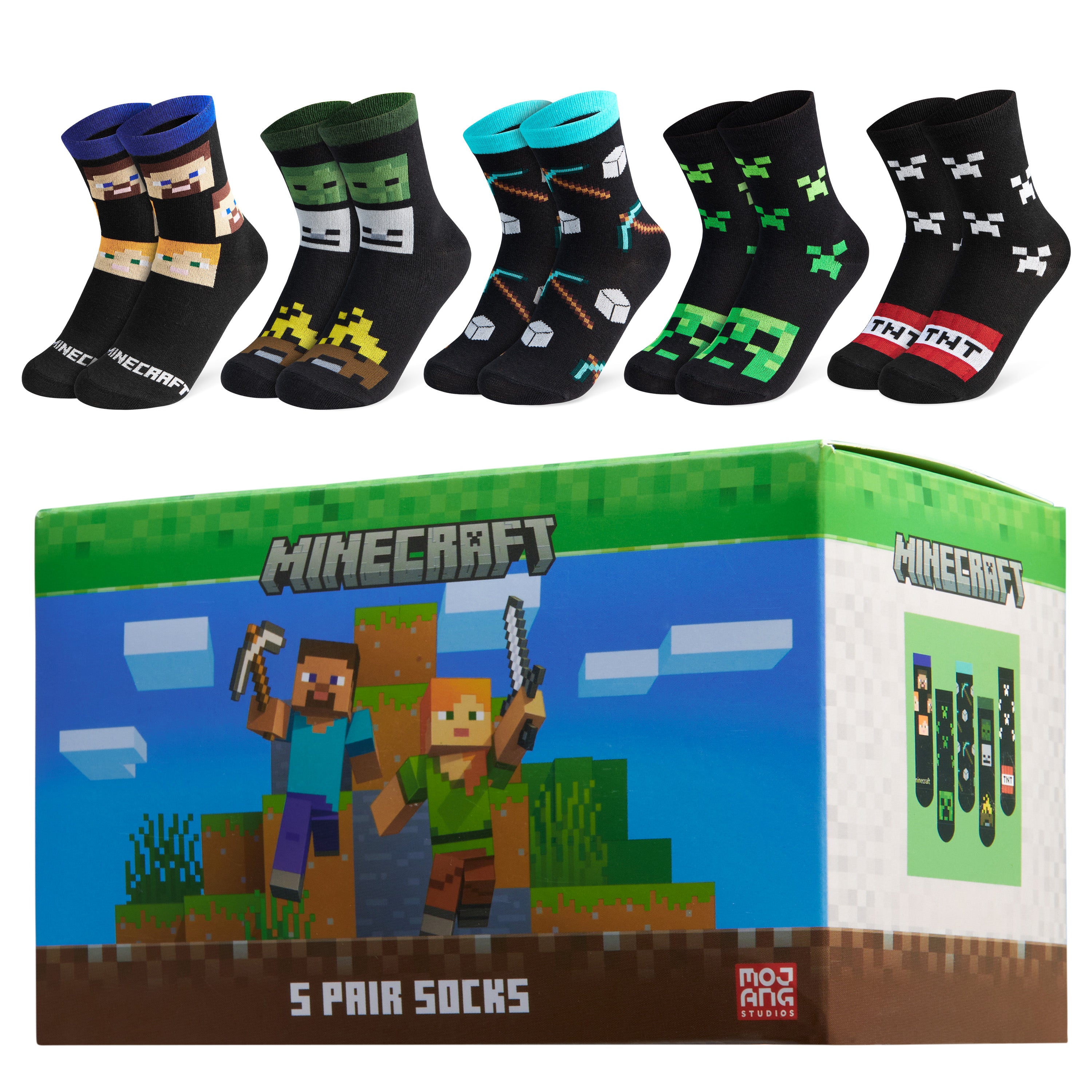 minecraft-creeper-chaussettes-mi-mollet-enfant-lot-5-paires-respirant image 6