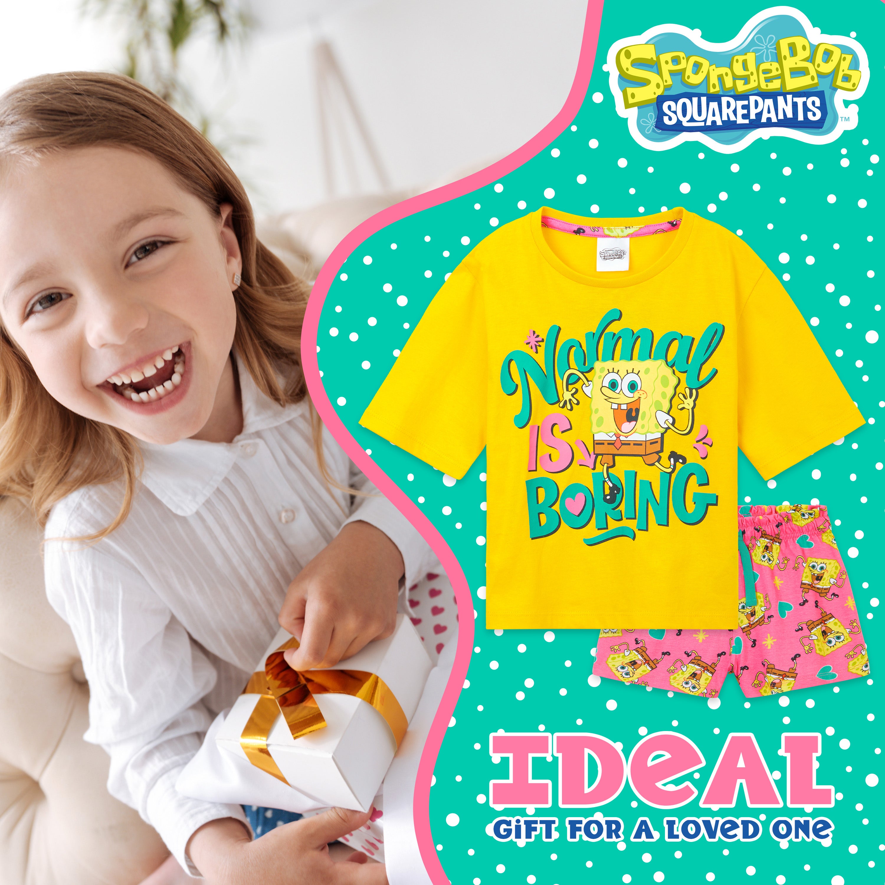 pyjama-bob-l-ponge-fille-t-shirt-short-coton-7-8-ans image 3