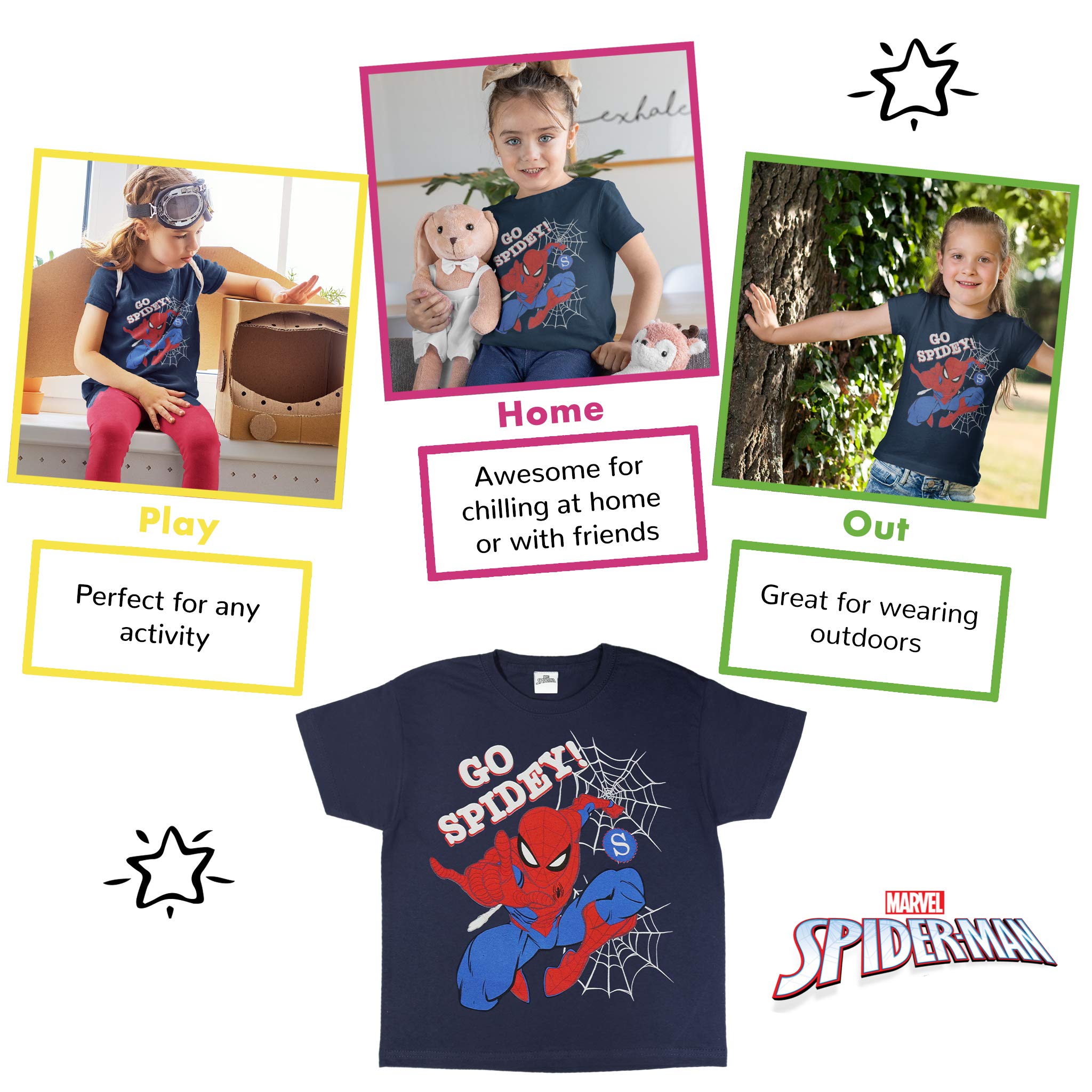 popgear-marvel-comics-spiderman-t-shirt-fille-bleu-marine-go-spidey image 3
