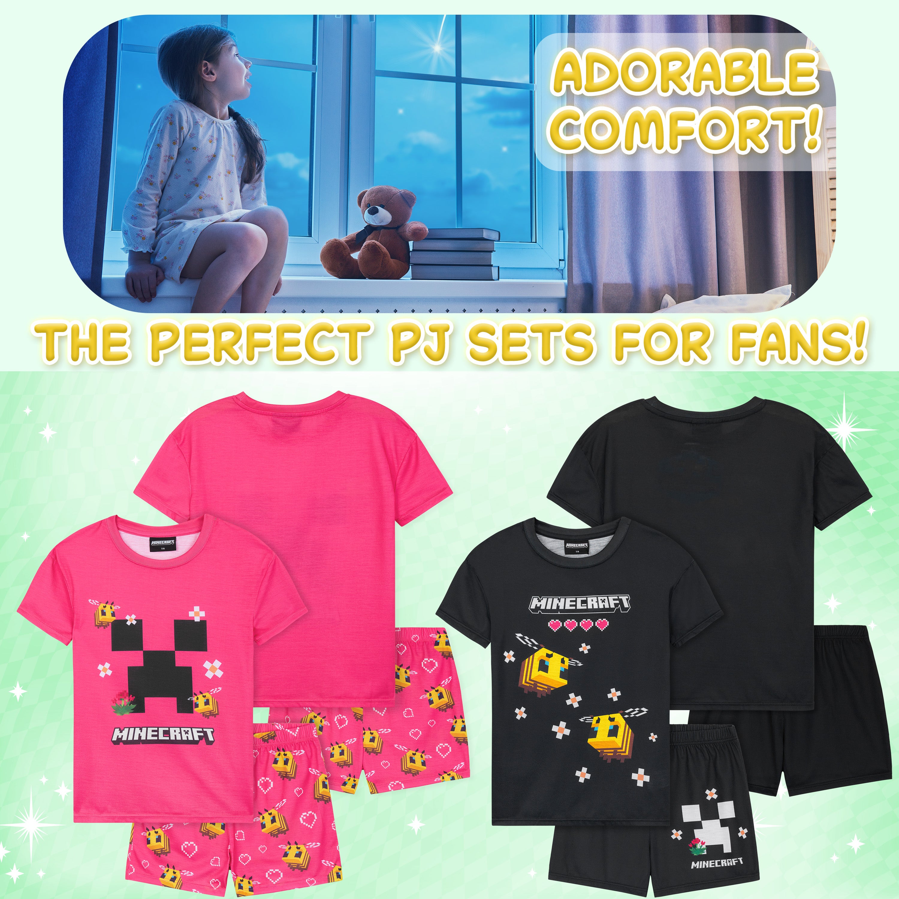 get-trend-pyjama-fille-short-manche-courte-lot-2-minecraft image 3