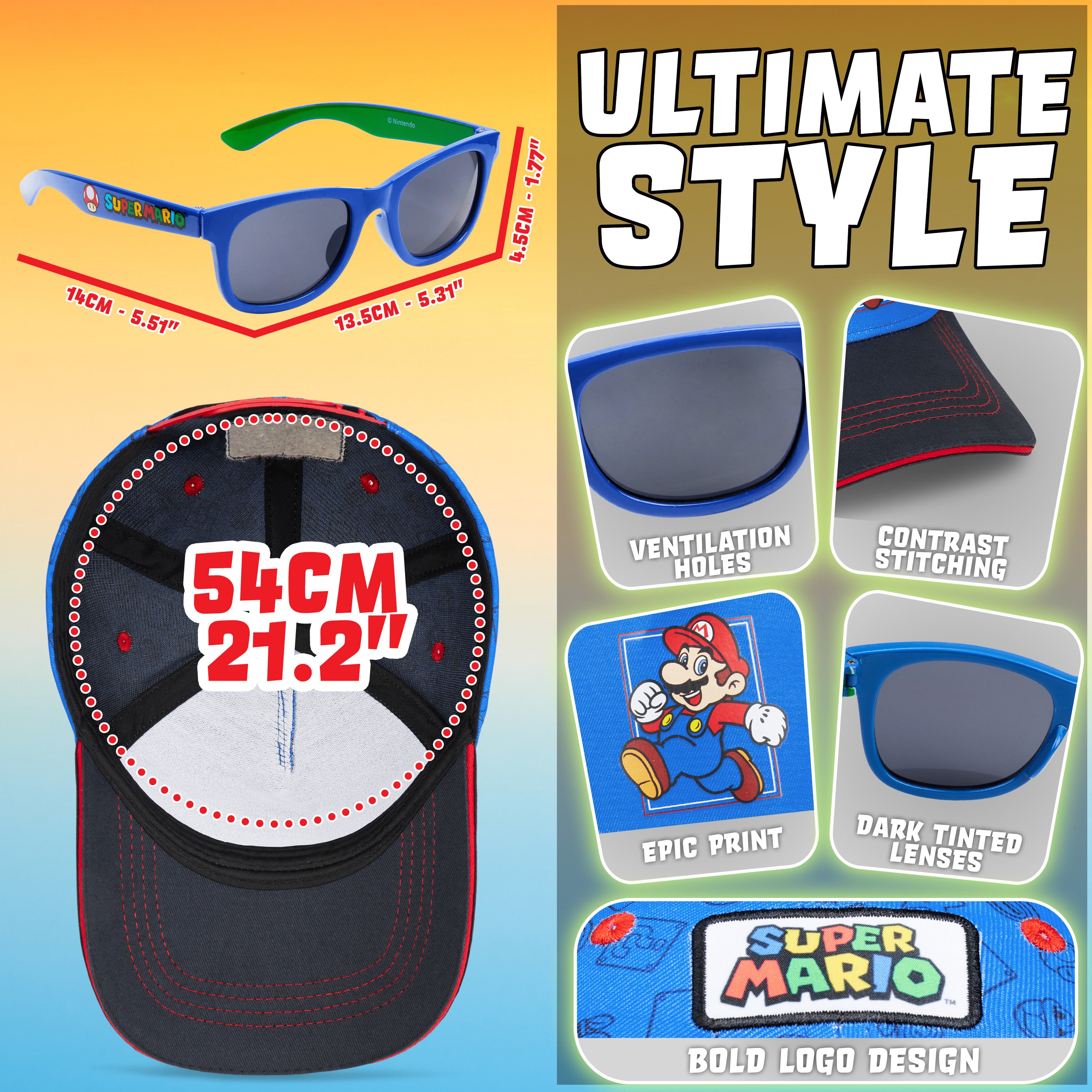 super-mario-casquette-enfant-lunettes-soleil-uv-set image 6