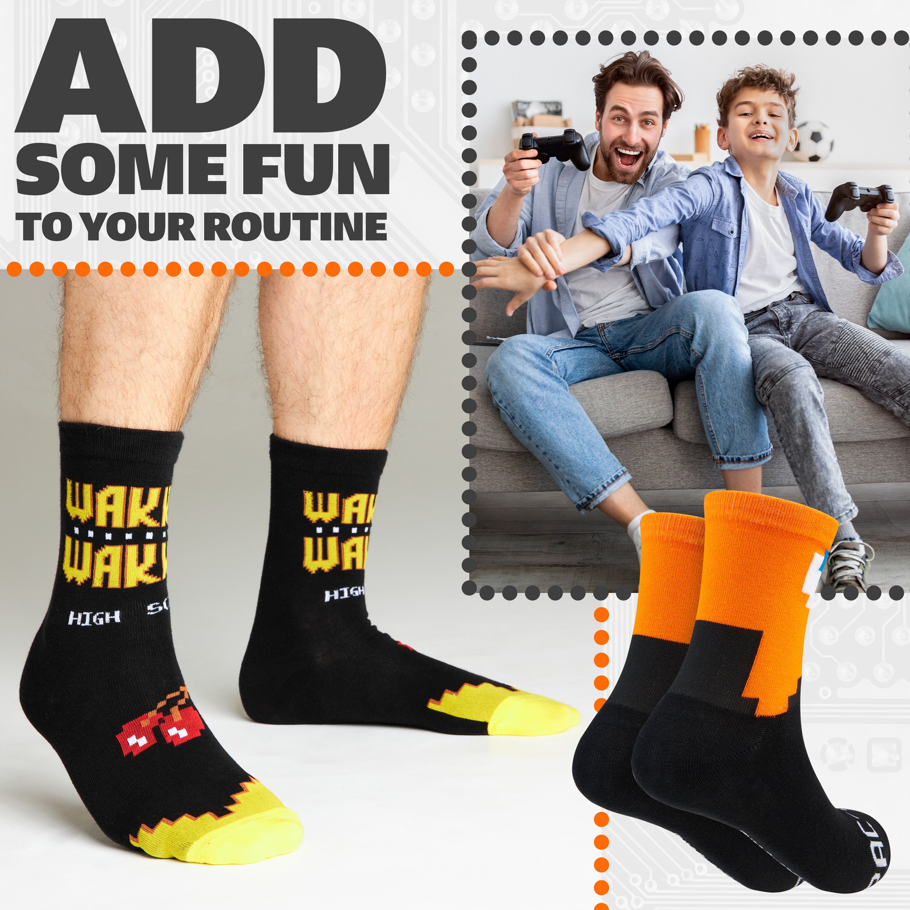 pac-man-chaussettes-homme-mi-mollet-lot-5-r-tro image 3