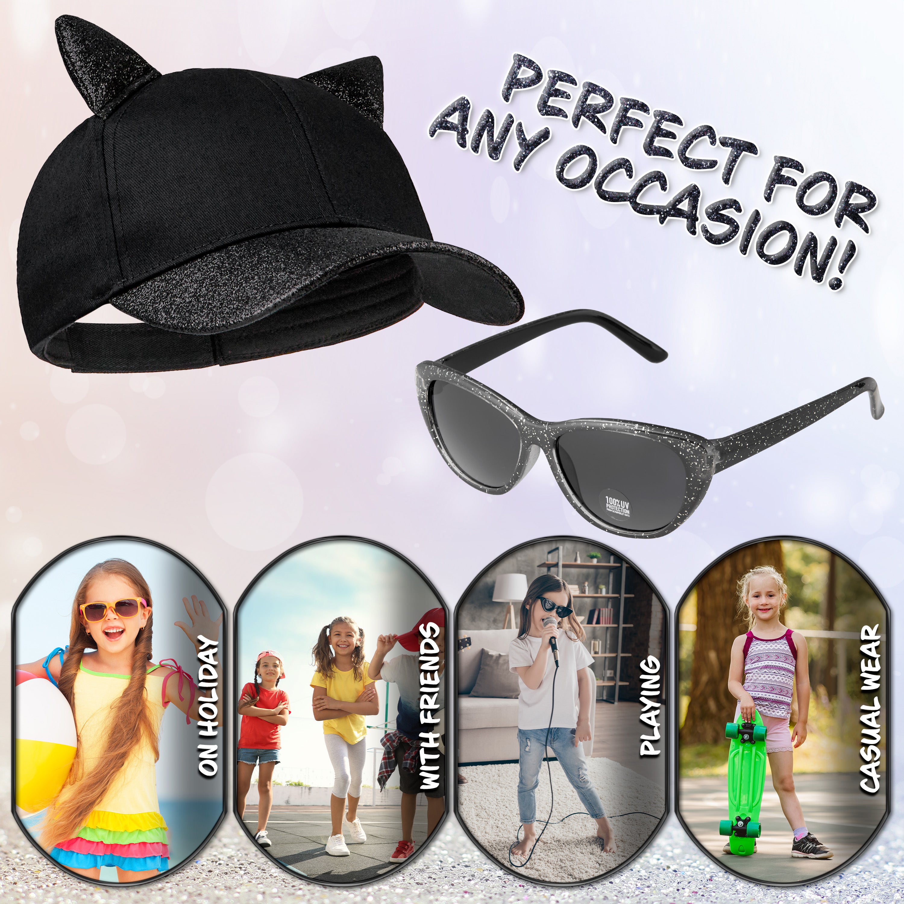 citycomfort-girls-casquette-lunettes-fille-noire-paillettes-uv image 5