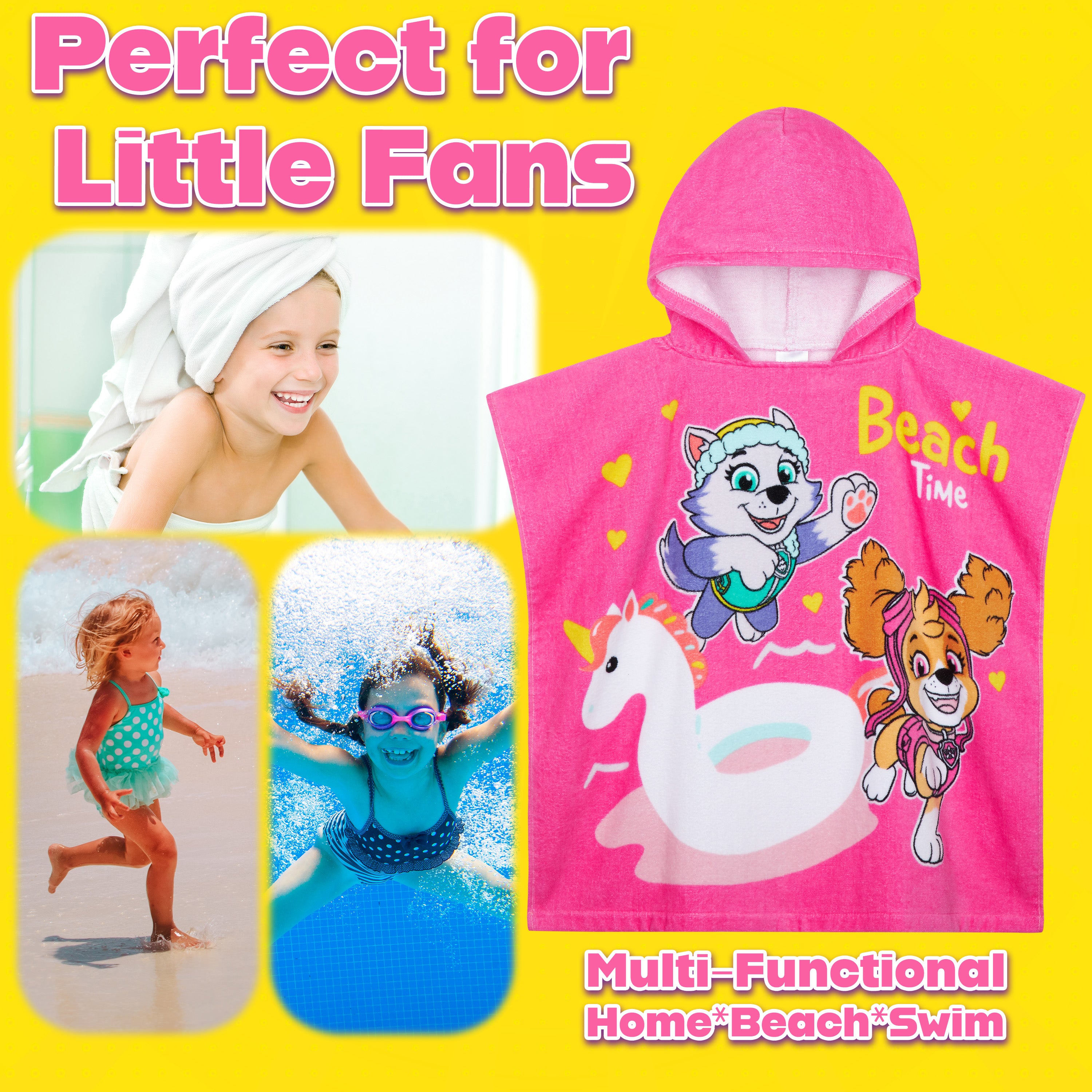 paw-patrol-poncho-de-bain-fille-skye-everest-coton-capuche image 3
