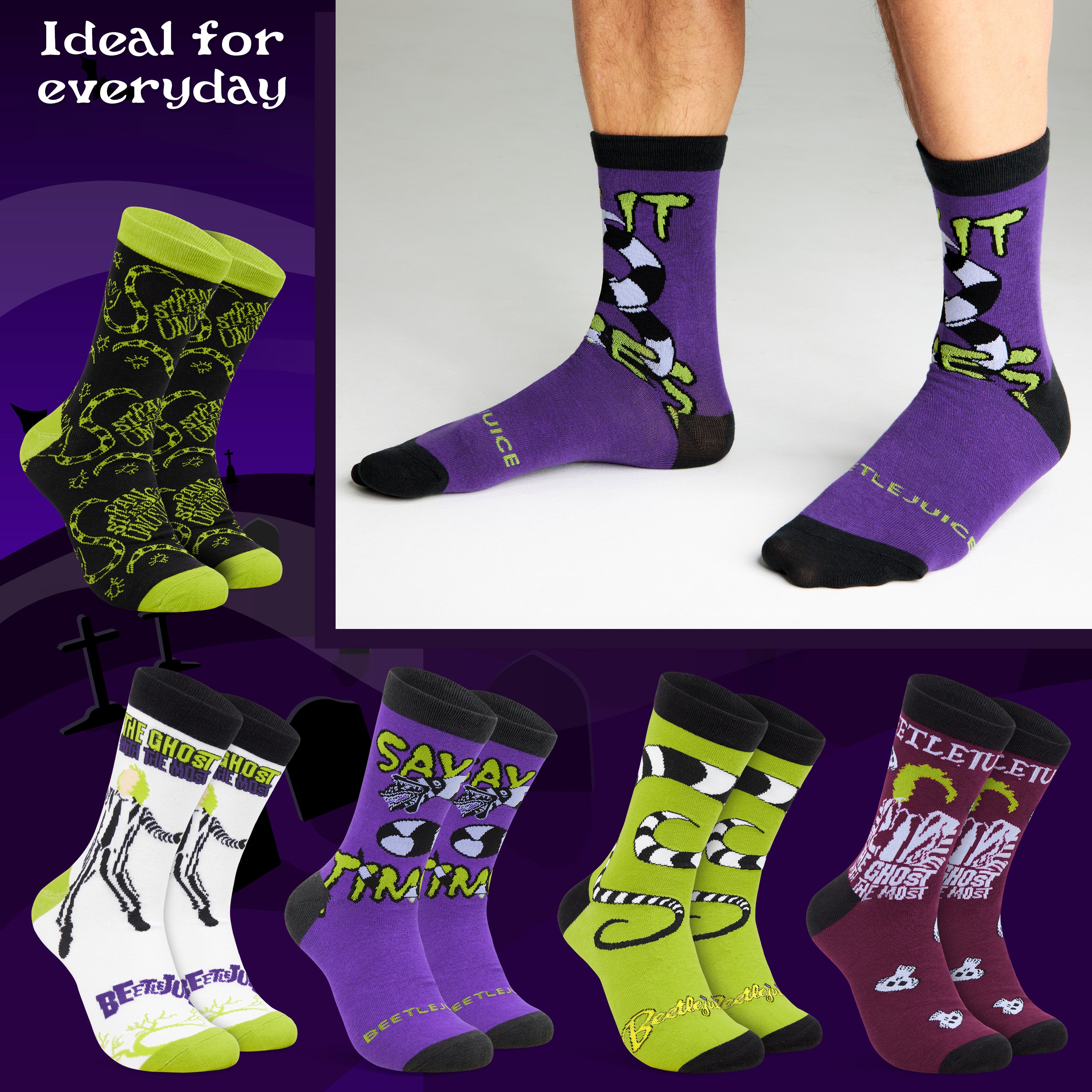 get-trend-beetlejuice-chaussettes-homme-mi-mollet-lot-de-5-coton image 5